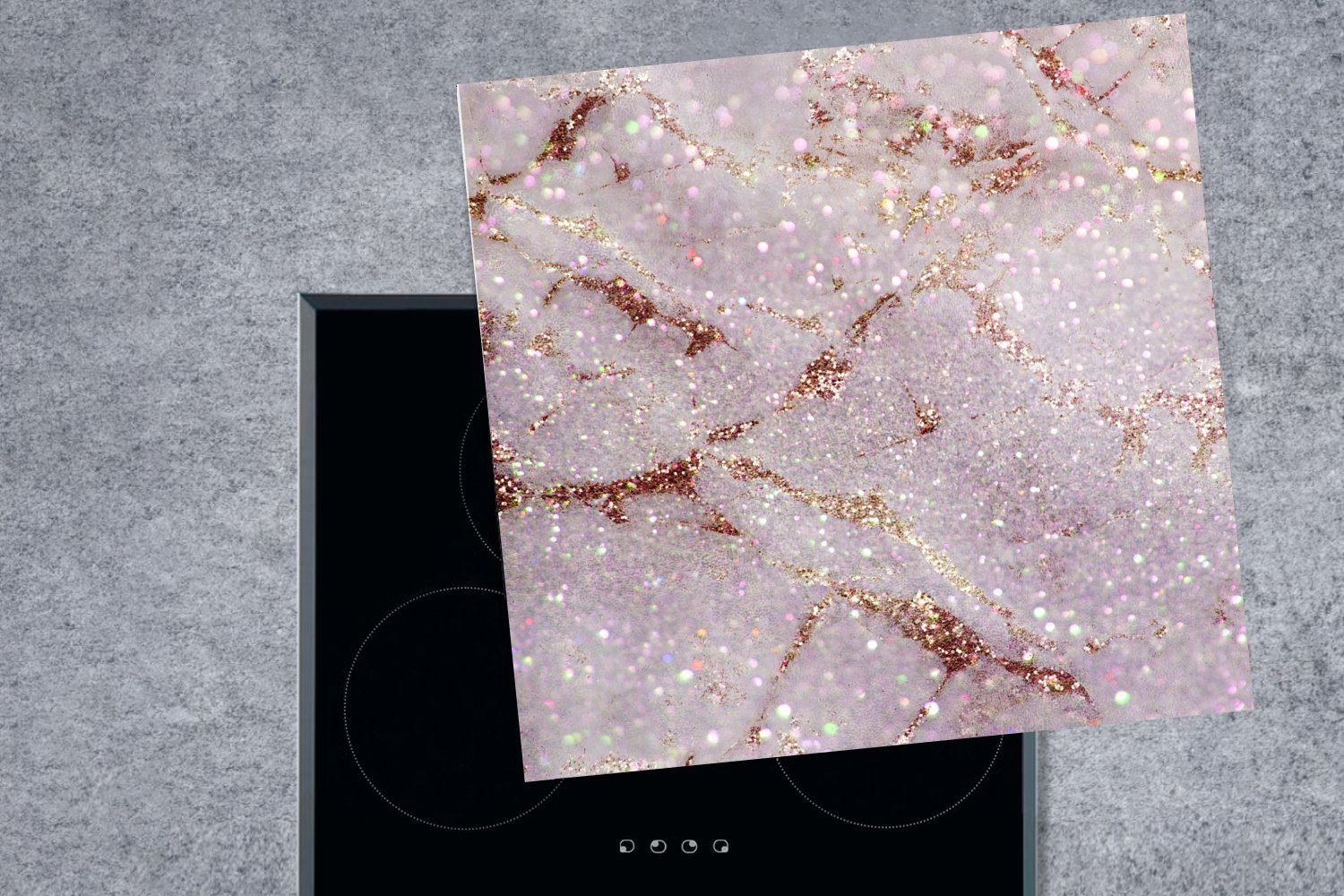 MuchoWow Herdblende-/Abdeckplatte Marmor Lila (1 küche - cm, Glitter, Arbeitsplatte für - Ceranfeldabdeckung, Vinyl, tlg), 78x78