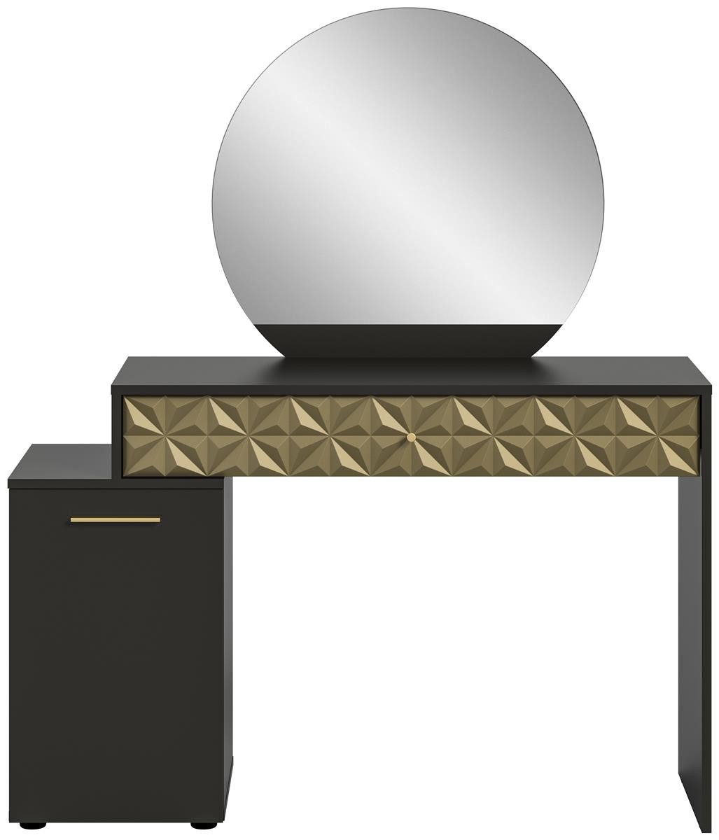 möbelvita Schminktisch Halo Schminktisch B/H/T 117x138x42 in schwarz, Prisma Optik
