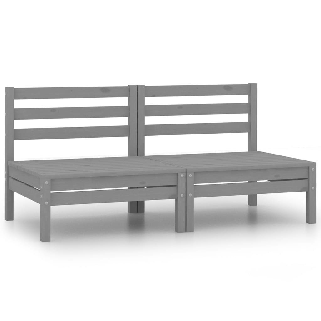 vidaXL Loungesofa 2-Sitzer-Gartensofa Grau Kiefer Massivholz, 1 Teile