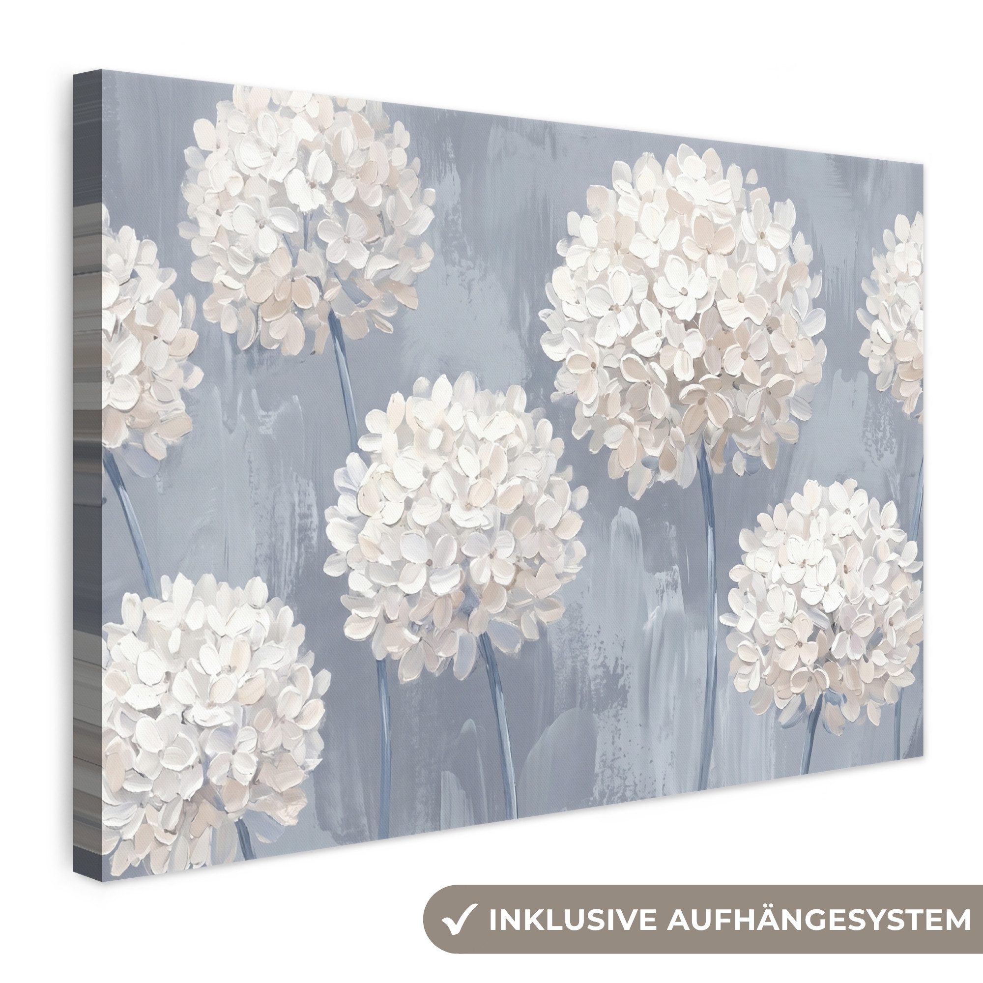 OneMillionCanvasses® Leinwandbild Blumen - Illustration - Blau, Fotodruck (1 St), Leinwand Bilder Klein, Wand Dekoration Aesthetic 30x20 cm