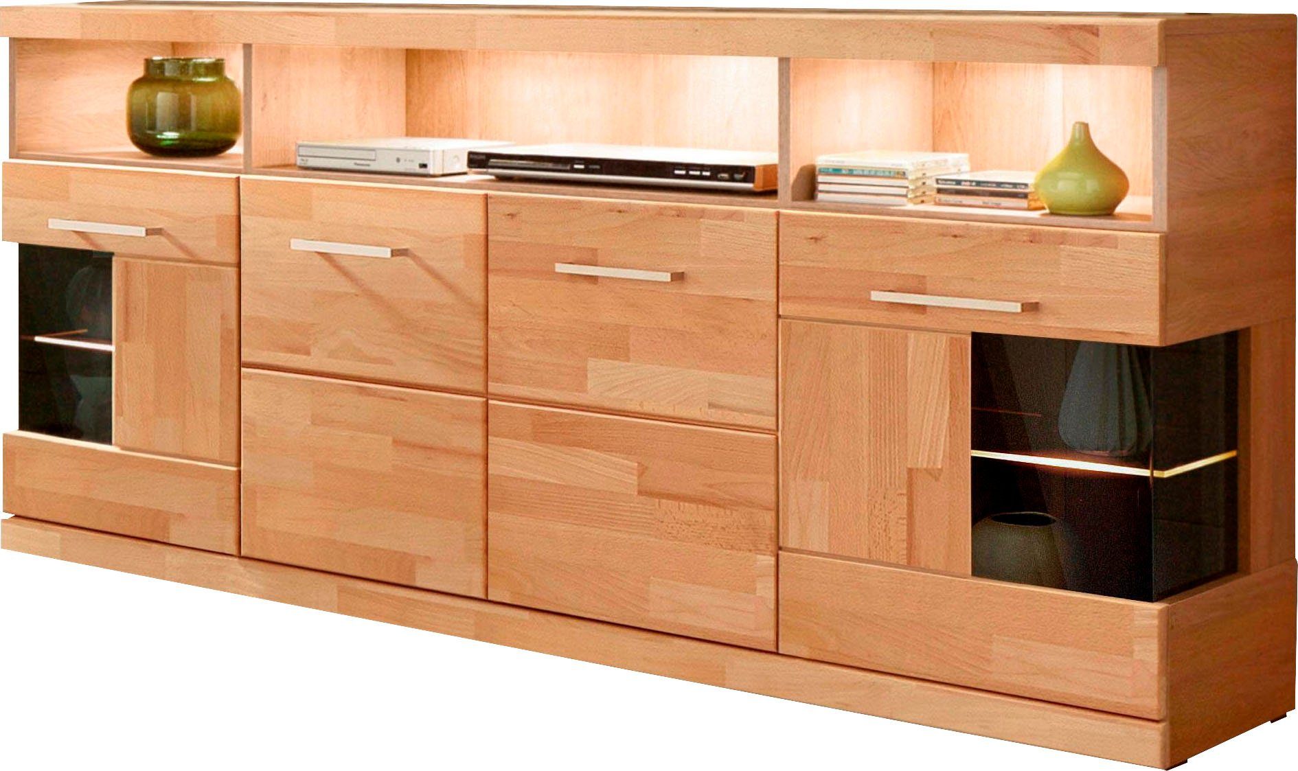 Home affaire Sideboard Ribe,180cm breit,Oberplatte aus Massivholz, 9 Fächer günstig online kaufen