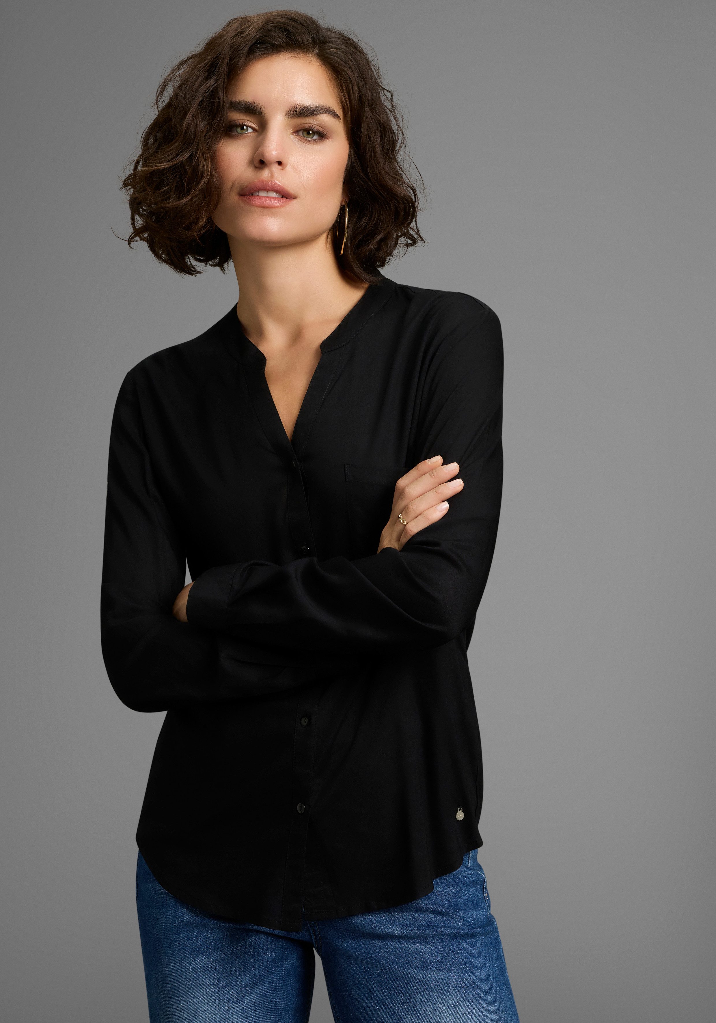 AJC Hemdbluse mit kleinem Stehkragen und günstig online kaufen