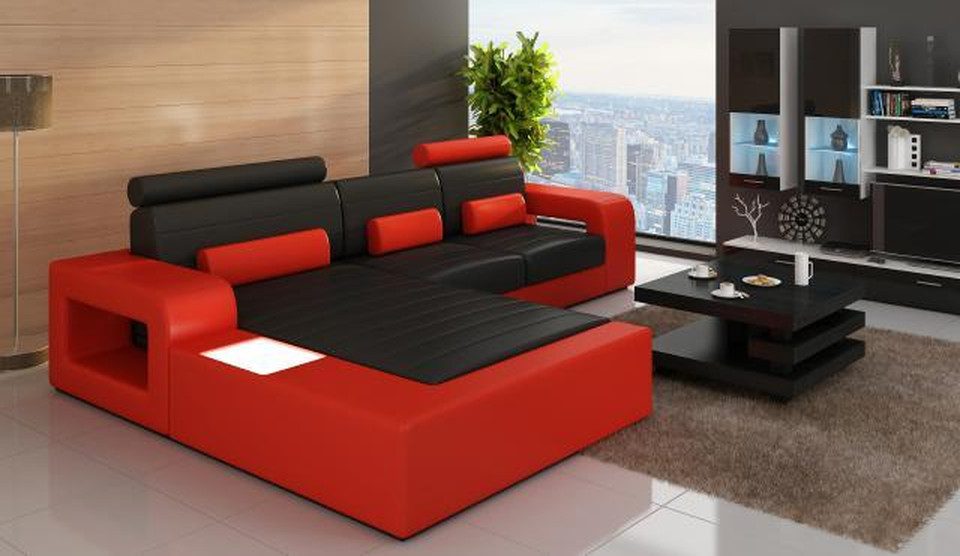 Ecksofa LEDER SOFA GARNITUR ECKSOFA ECKCOUCH GARNITUR