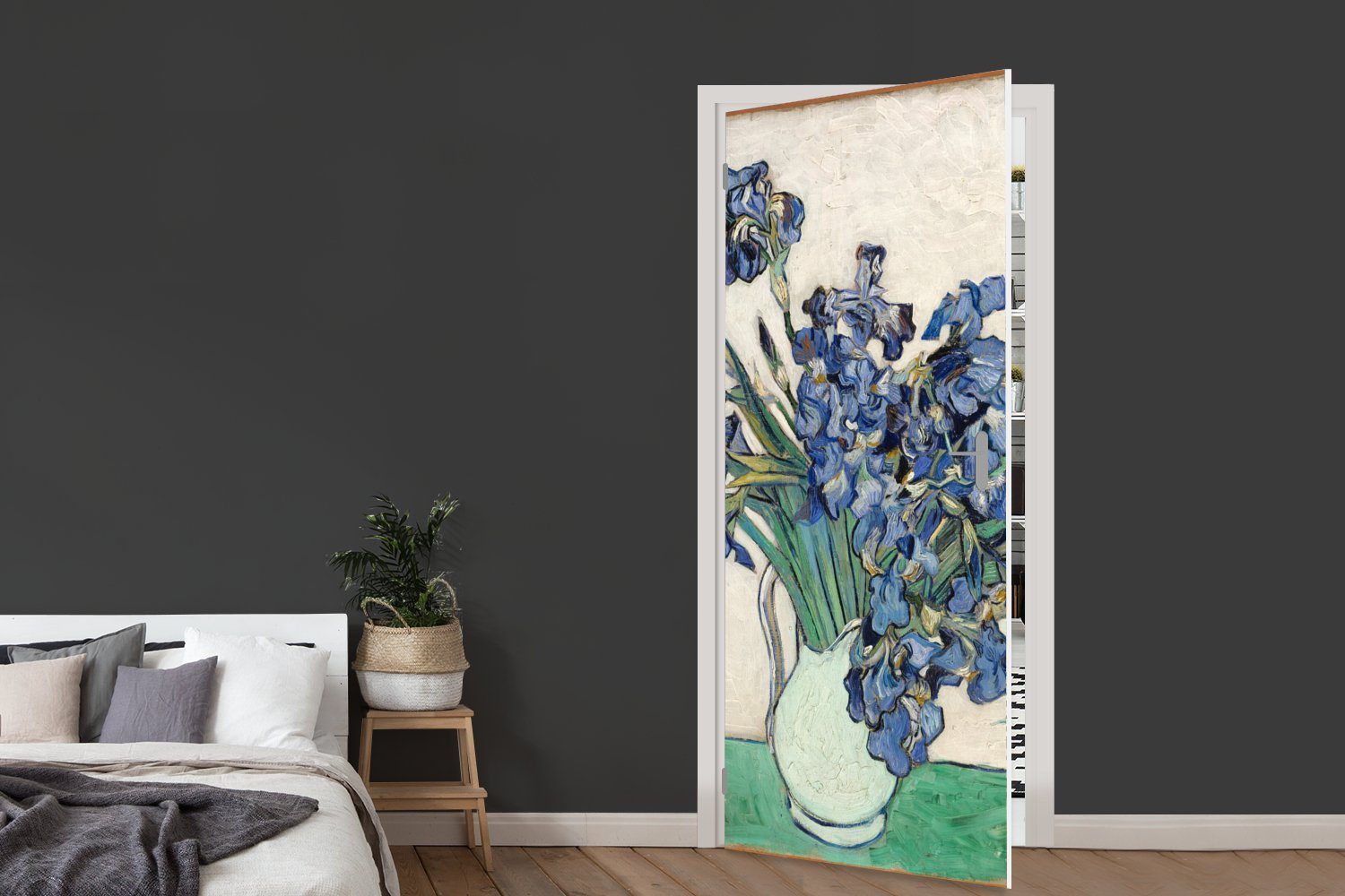 Türtapete Schwertlilien Vincent mit Gogh, bedruckt, Fototapete - MuchoWow van Stilleben cm Matt, für Tür, 75x205 Türaufkleber, (1 St),