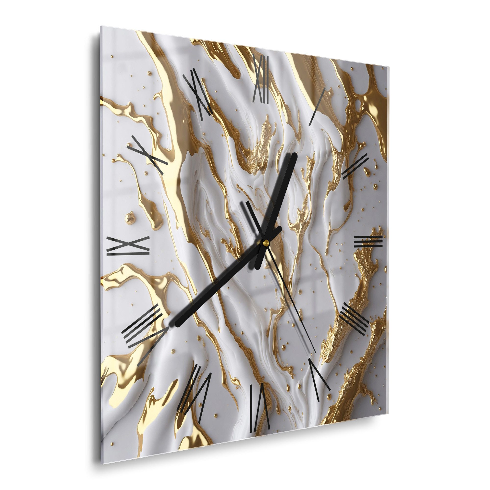 DEQORI Wanduhr 'Goldene Fließkraft' (Glas Glasuhr günstig online kaufen