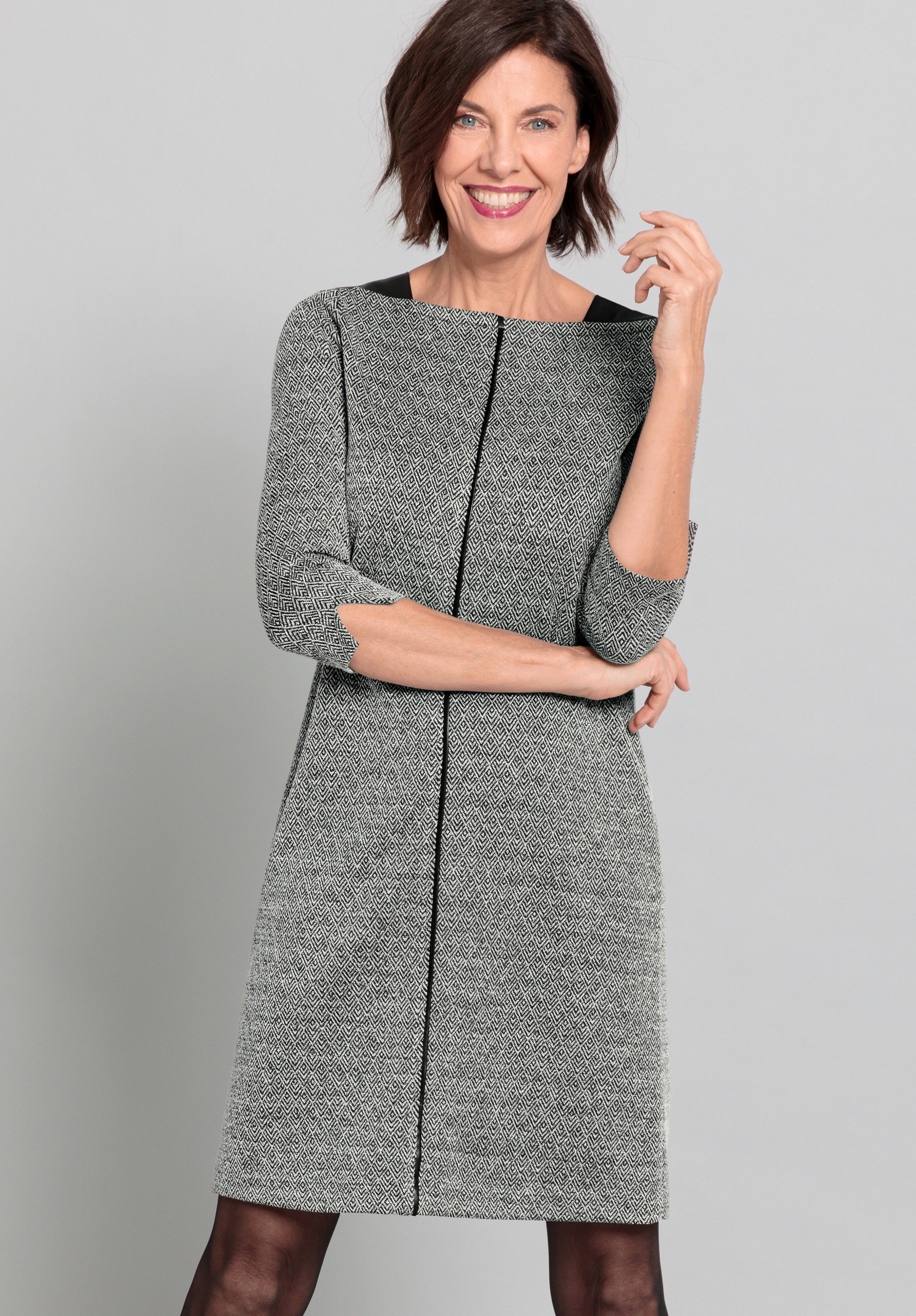 bianca Jerseykleid ASTRID in softem Struktur-Jersey in 'black mix'