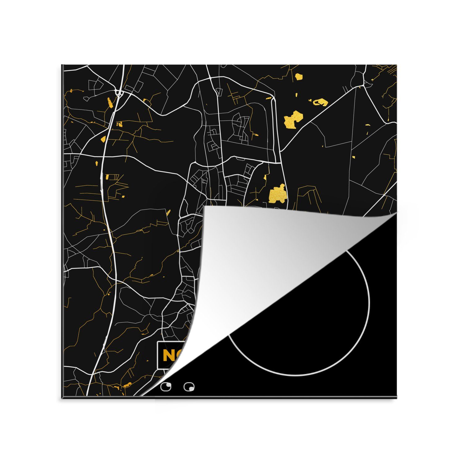 - Herdblende-/Abdeckplatte - MuchoWow Deutschland - für Schwarz Arbeitsplatte (1 Stadtplan küche tlg), Karte, Vinyl, Norderstedt und - Gold Ceranfeldabdeckung, cm, 78x78