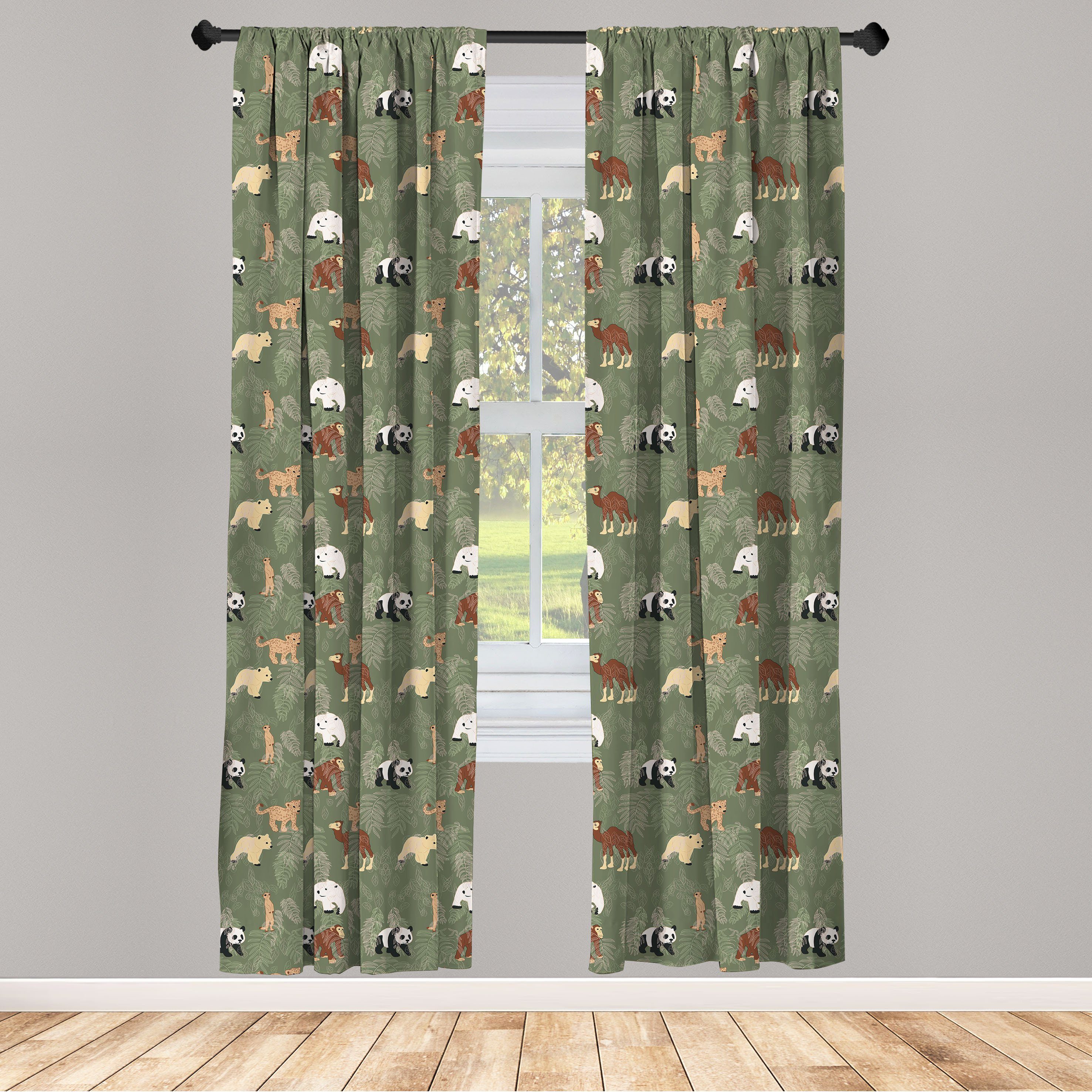 Gardine Vorhang für Wohnzimmer Schlafzimmer Dekor, Abakuhaus, Microfaser, forest Friends Blätter und Tiere