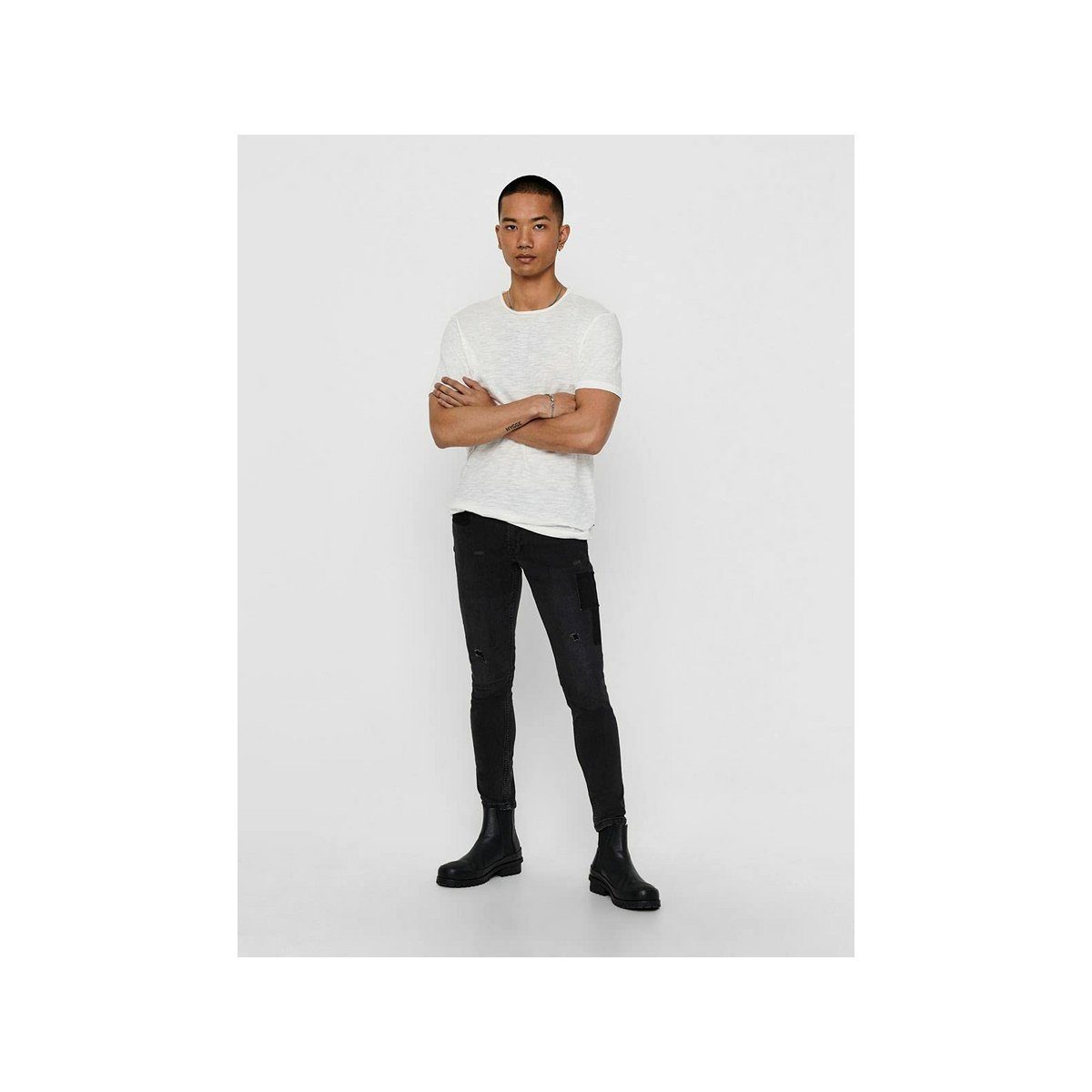 schwarz & ONLY (1-tlg) Straight-Jeans SONS