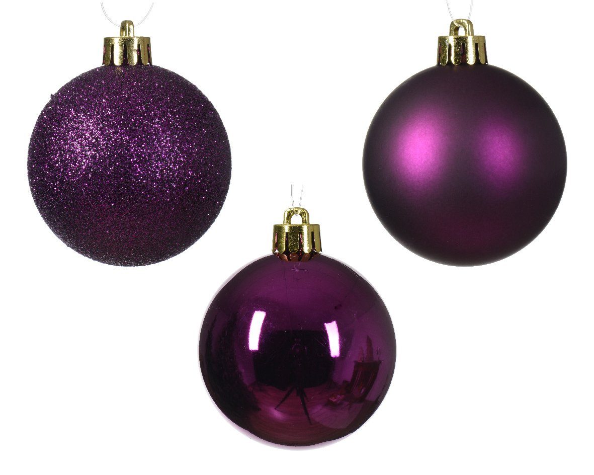 Kunststoff Set 10er Weihnachtskugeln Mix Decoris Violett - decorations season 6cm Weihnachtsbaumkugel,