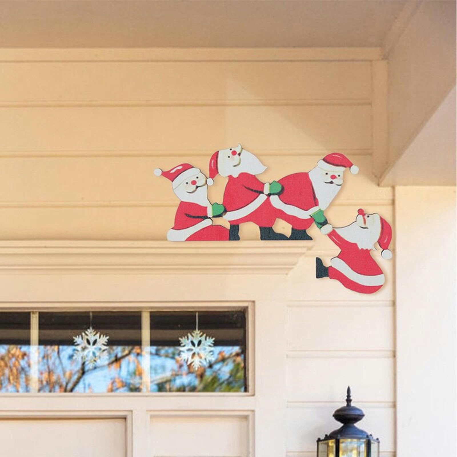 Coonoor Weihnachtsmann Weihnachtsdekorationen Home Decor Holz Rahmen Ecke Dekoration, für Wände Türen und Fenster Weihnachtsecktürrahmen Deko – Bild 2 von 3