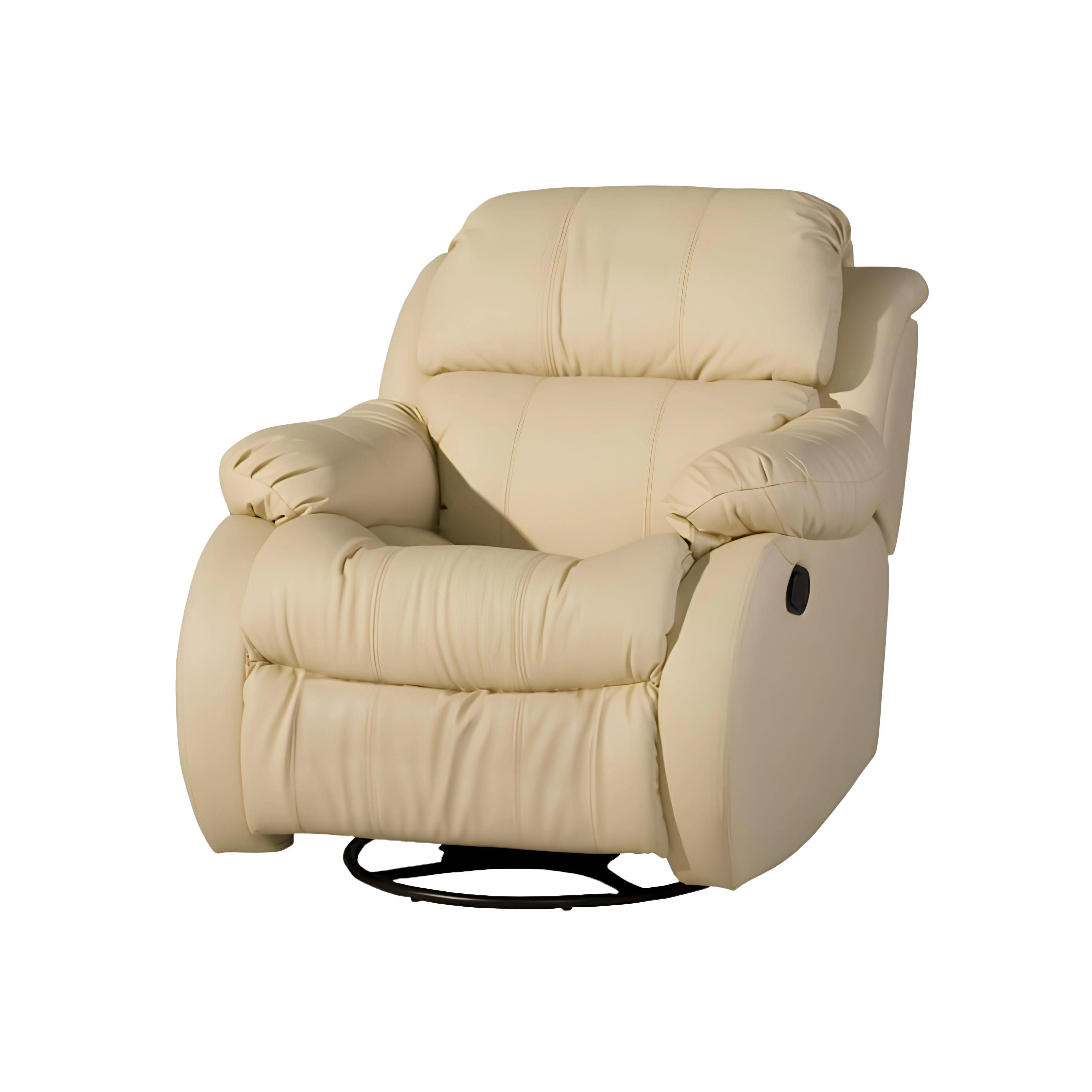 Xlmoebel Sessel Drehbarer Lounge-Einzelsessel aus echtem Leder in Beige (Sessel), Hergestellt in Europa