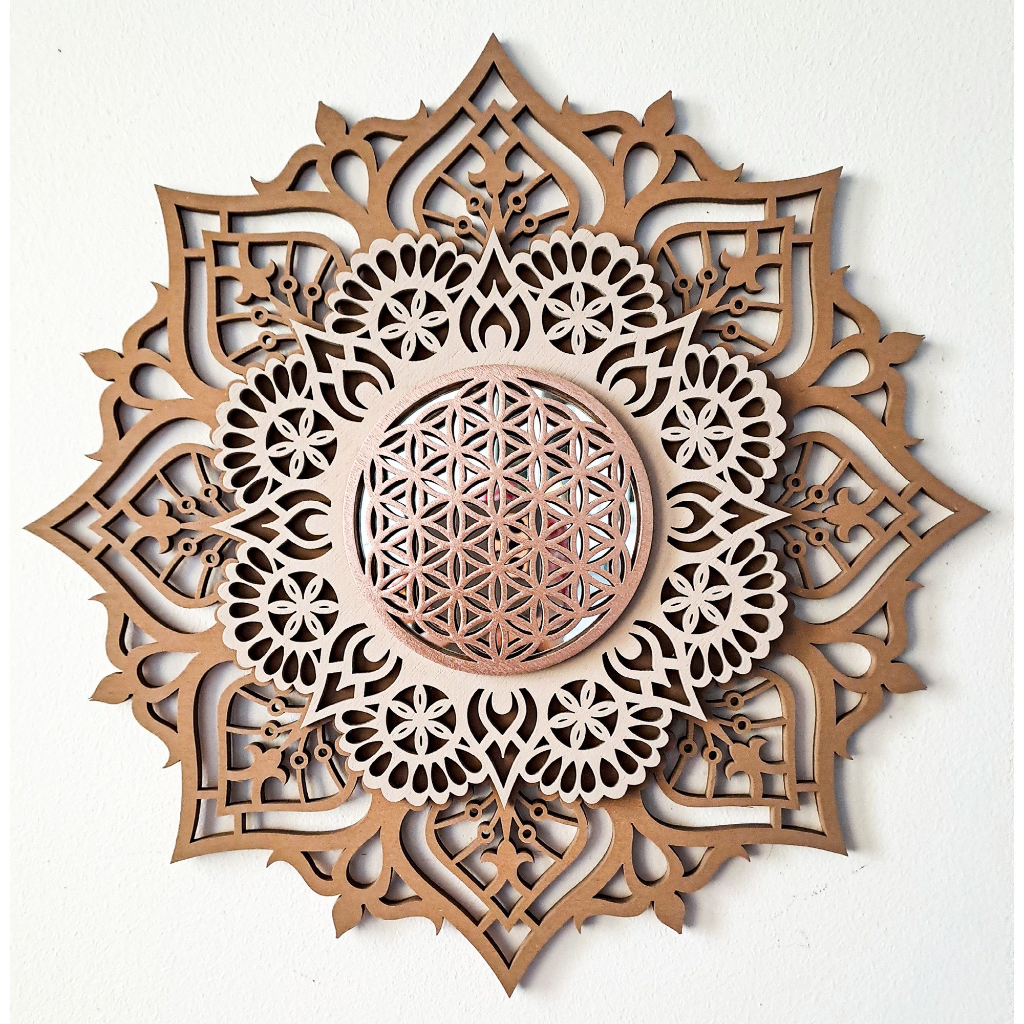 ORNAMENTI Wanddekoobjekt 3D MANDALA, Grosse moderne boho Wanddeko, Holz, 3 günstig online kaufen