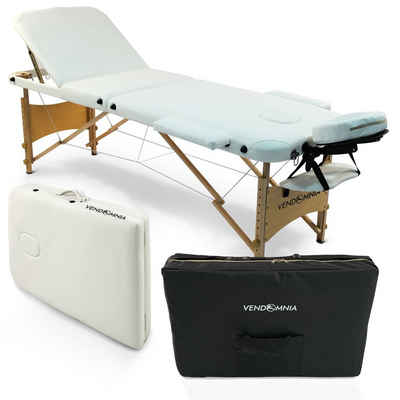 VENDOMNIA Massageliege Mobile Massageliege - Holzfüße mit 3 Zonen (Klappbar Massagetisch Massagebett Massagebank Behandlungsliege, Farbwahl), inkl. hochwertiger Kopfstütze Tasche Armlehnen