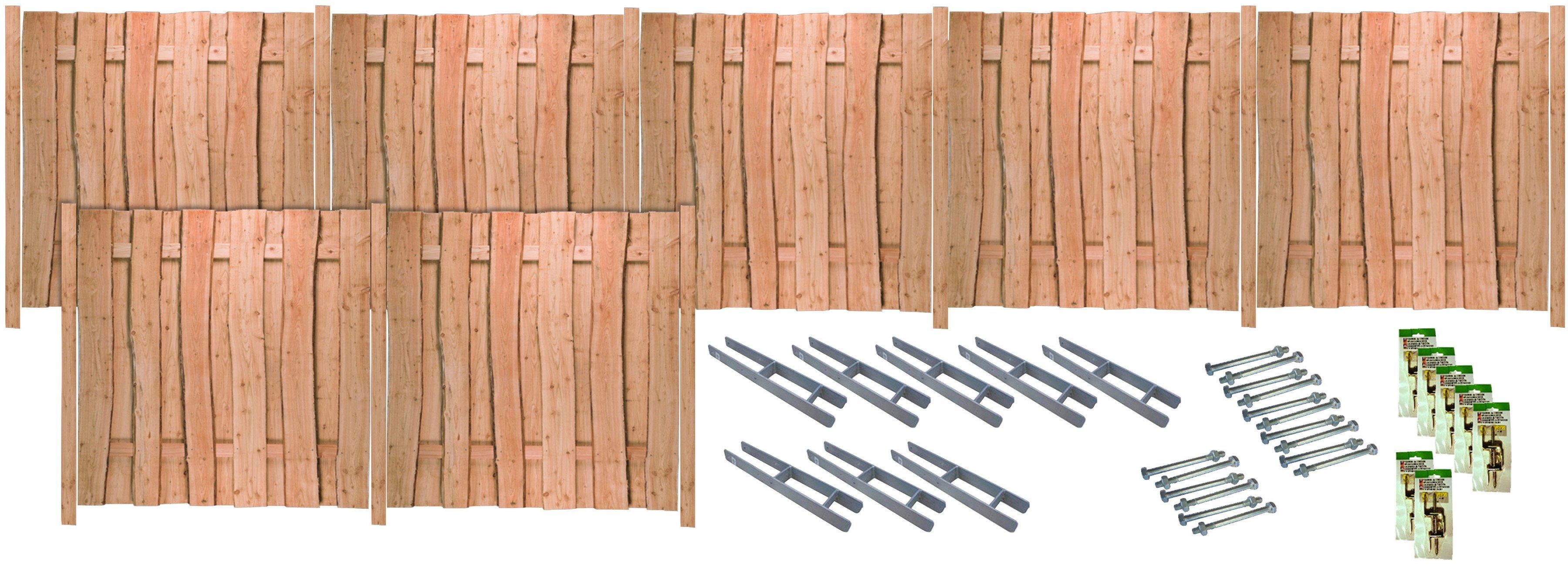 Tetzner & Jentzsch Sichtschutzelement LAKEWOOD 5, (Set), Rustikale Optik dank Fertigung aus Bonanzabohlen