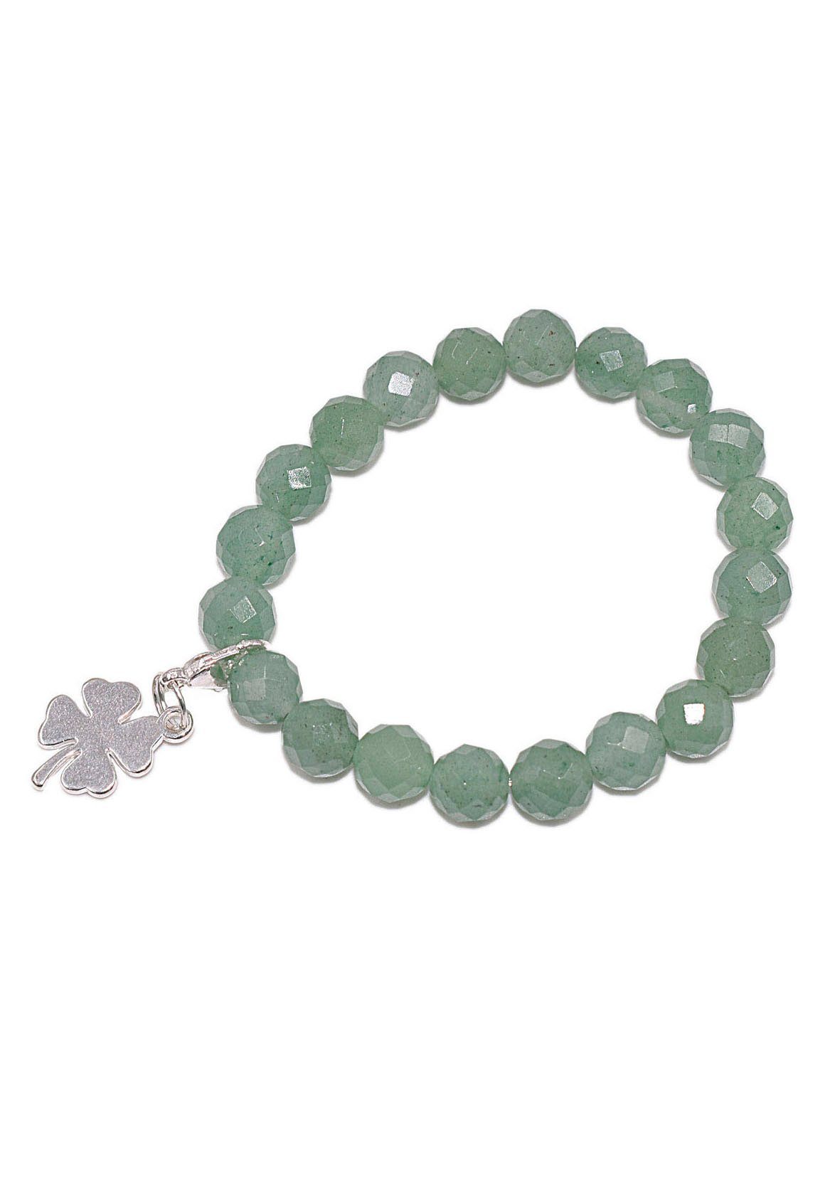 Firetti Charm-Armband Schmuck Geschenk Charm Kleeblatt, Made in Germany - mit Rosenquarz oder Aventurin