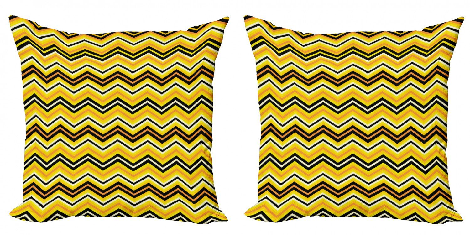 Kissenbezüge Modern Accent Doppelseitiger Digitaldruck, Abakuhaus (2 Stück), Yellow Chevron Modern