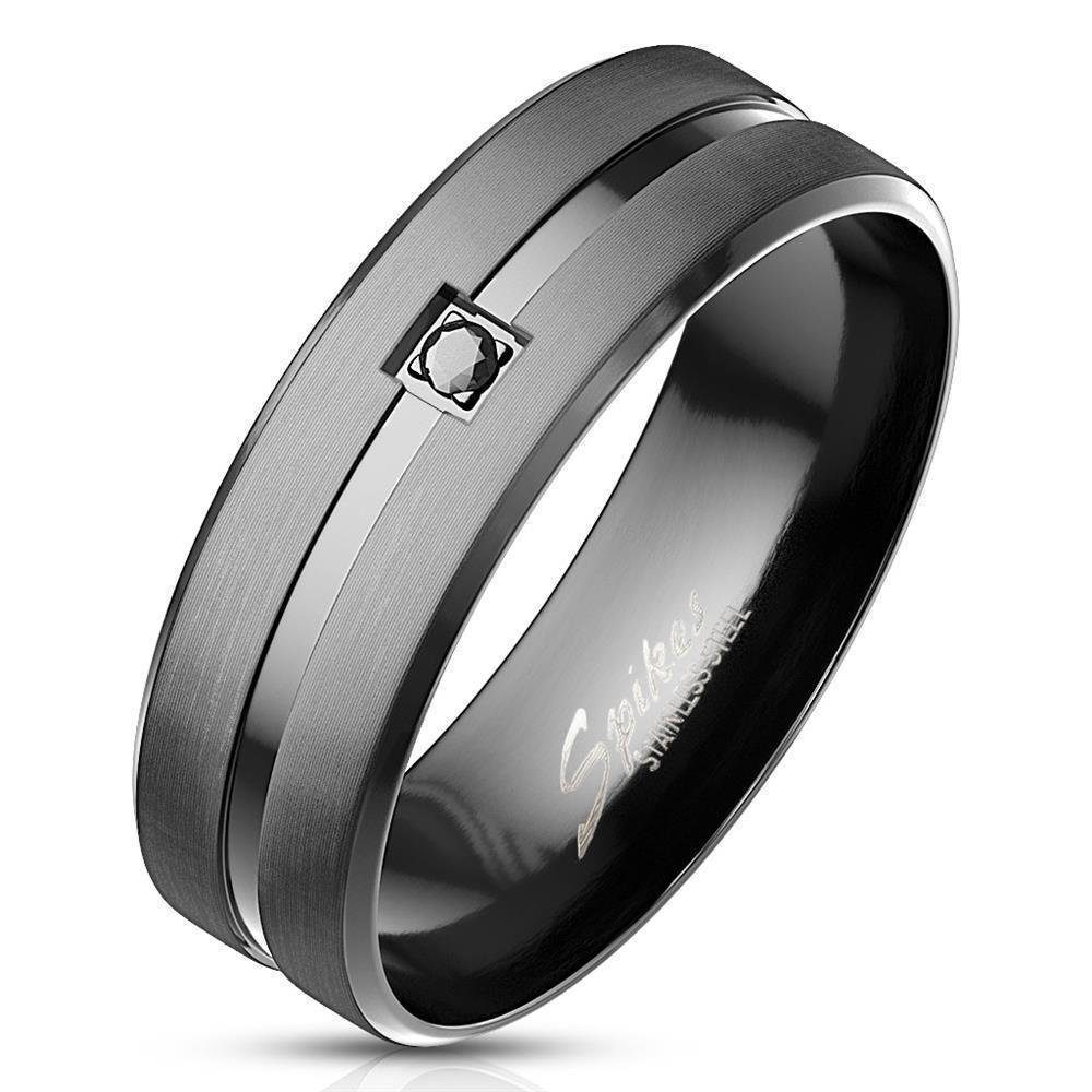 BUNGSA Fingerring Ring Mittelring Schwarz aus Edelstahl Herren (Ring, 1-tlg), Damen Herren