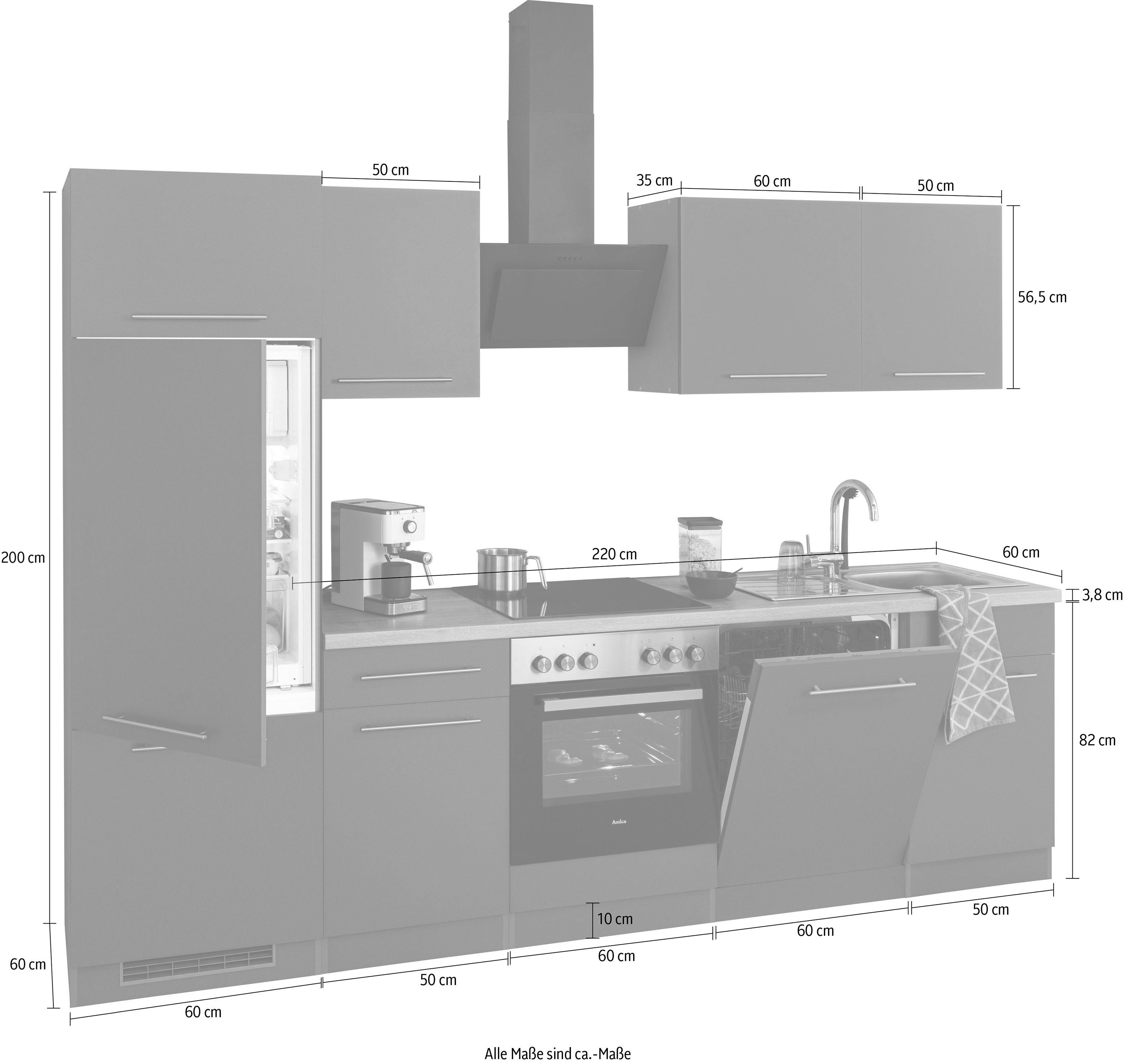 wiho Küchen Küchenzeile Unna, ohne E-Geräte, Breite 280 cm