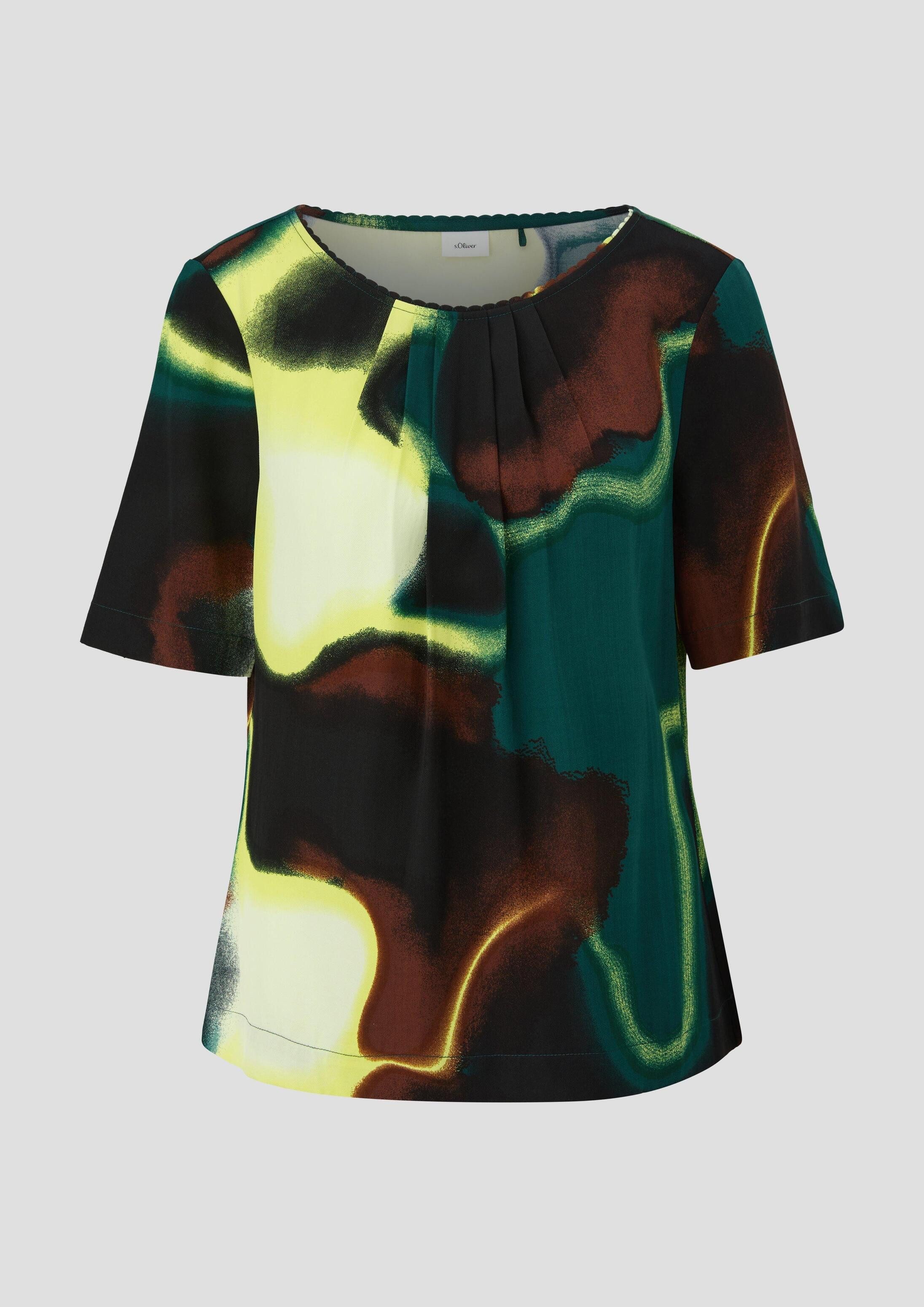 s.Oliver Kurzarmbluse Bluse Twillbluse aus Viskose