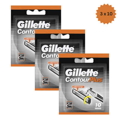 Gillette Rasierklingen Contour Plus, 30-tlg., 3 x 10 Stk., 2-Klingen Komfort-System & Lubrastrip-Technologie
