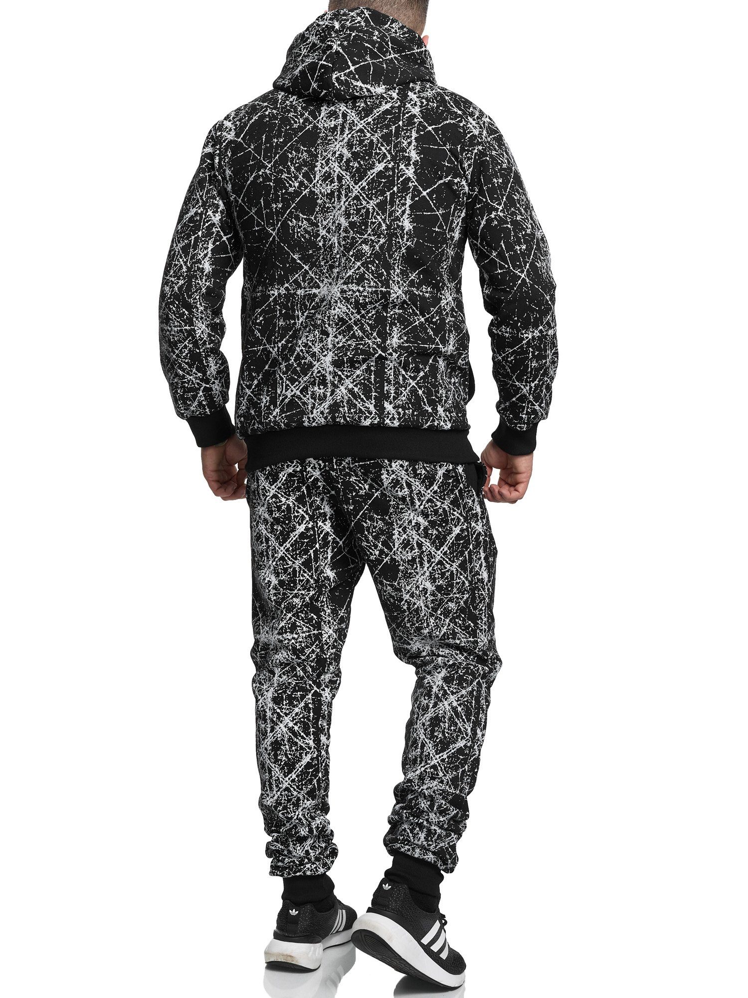 L.gonline Freizeitanzug Herren Jogginganzug, Freizeitanzug, USA Militär Optik 685 (Kapuzenjacke mit Reißverschluss, Hose, 2-tlg), Fitness Freizeit Casual