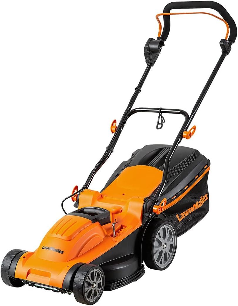 Lawnmaster Elektrorasenmäher 1600W 37cm, 6-fache Schnitthöhenverstellung 20-70 mm, 37 cm Schnittbreite, mit 40L Fangbox