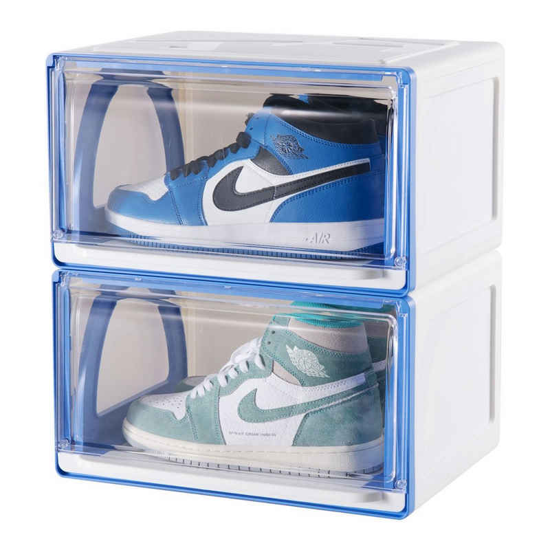 Arkmiido Schuhbox »2er-Set Schuhboxen«, Kunststoffbox mit durchsichtiger Tür, Mehrweg Schuhaufbewahrung, 38 x27 x 21,5 cm, für Schuhe bis Größe 48, Schuhschrank transparent stapelbar für Kleiderschrank oder Flur