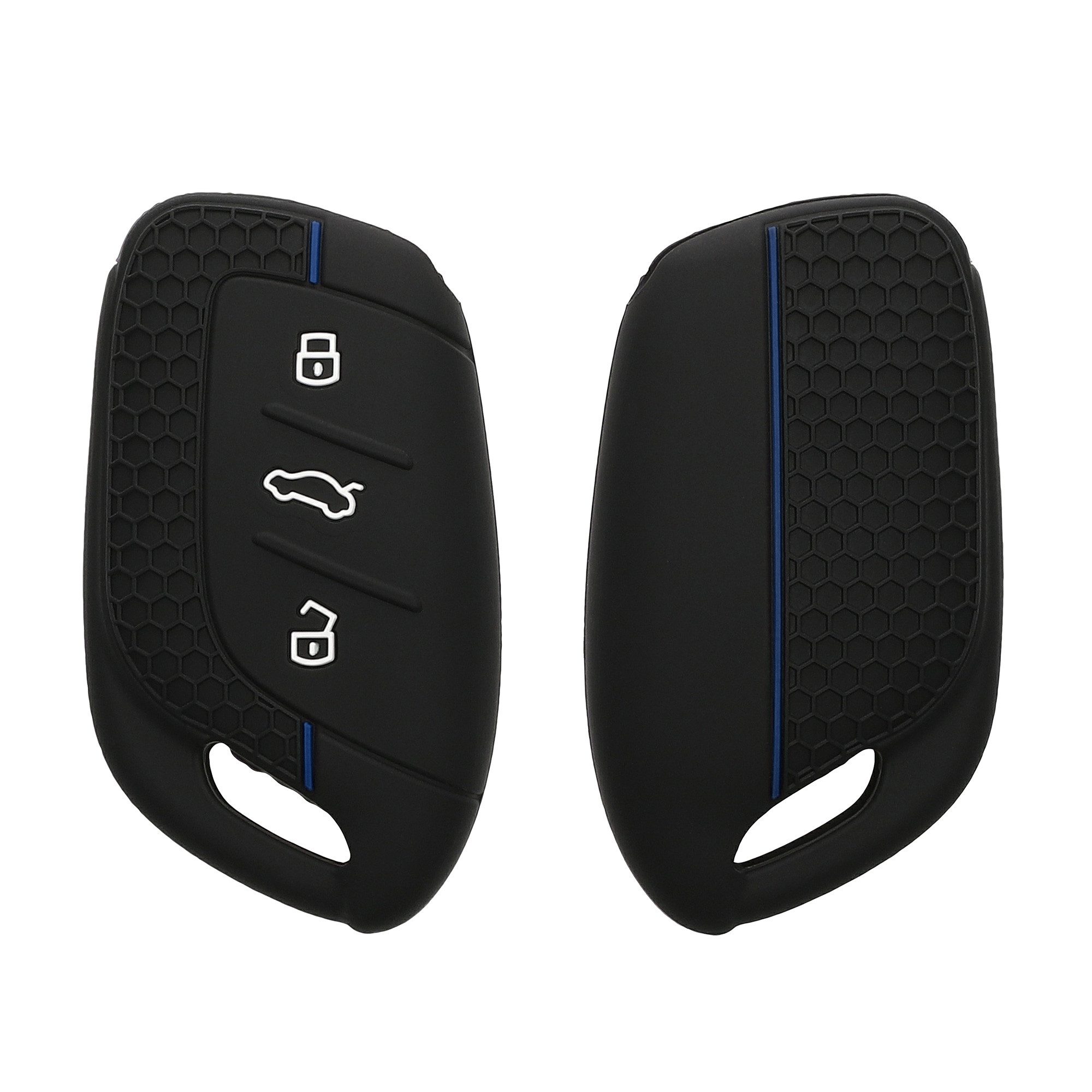 kwmobile Schlüsseltasche Autoschlüssel Silikon Hülle für MG 3-Tasten ZS MG4 MG5 MG6 (1-tlg), Schlüsselhülle aus Silikon - in Schwarz Blau