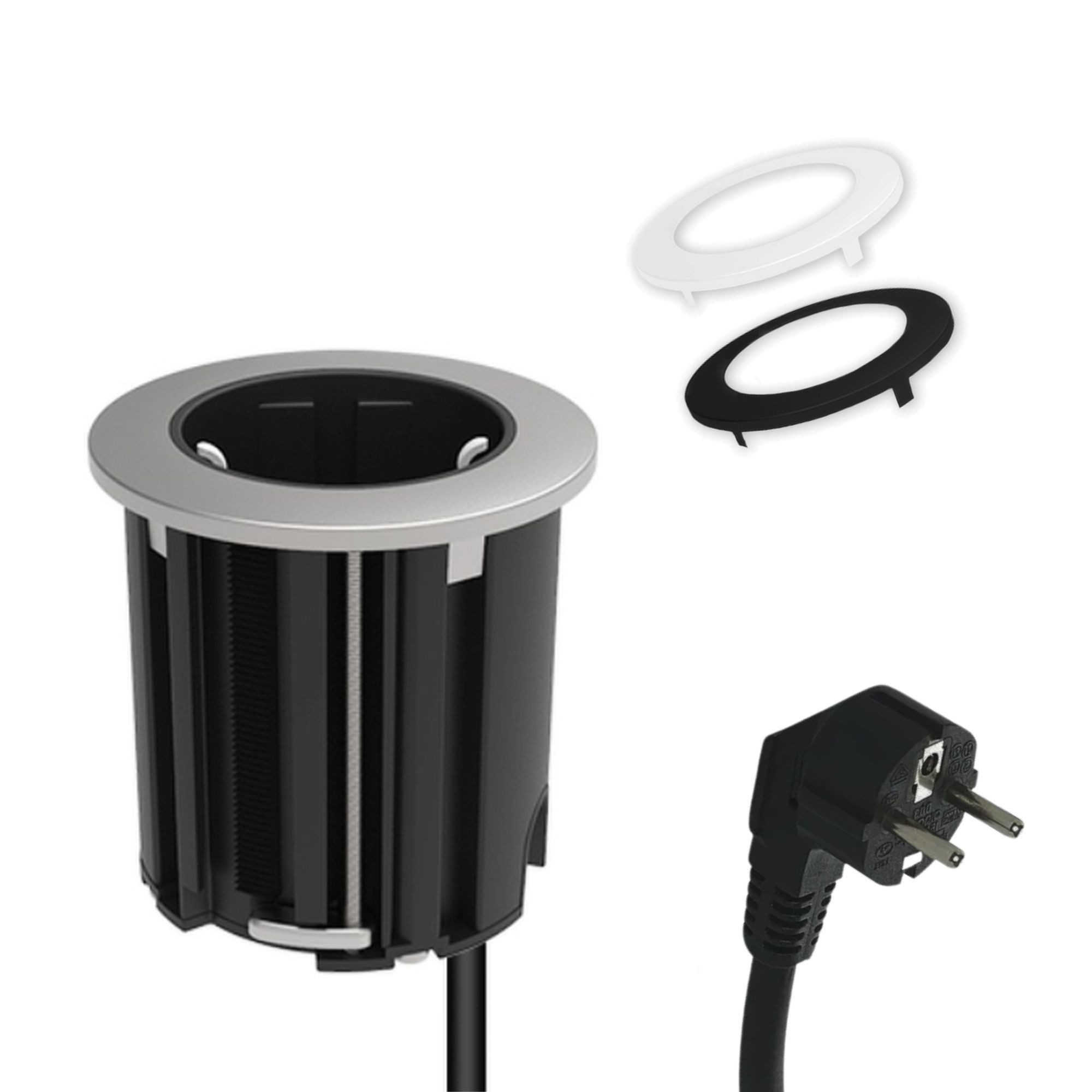 kalb Steckdose Einbausteckdose 230V für Arbeitsplatten u. Möbel mit EU-Stecker