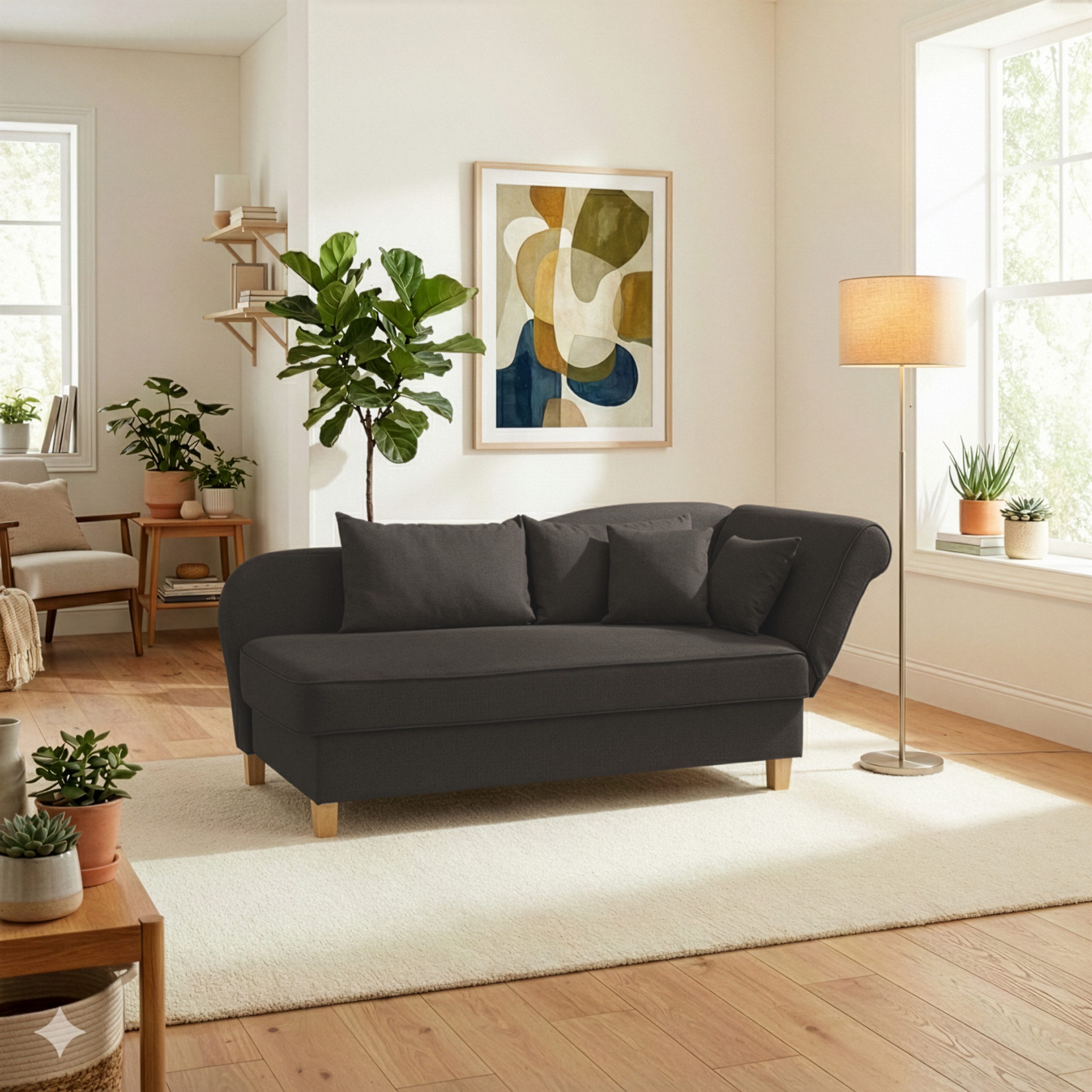 Max Winzer® Recamiere Selma, Recamiere Armteil rechts klappbar, Federkern, Bettkasten, Bettfunktion