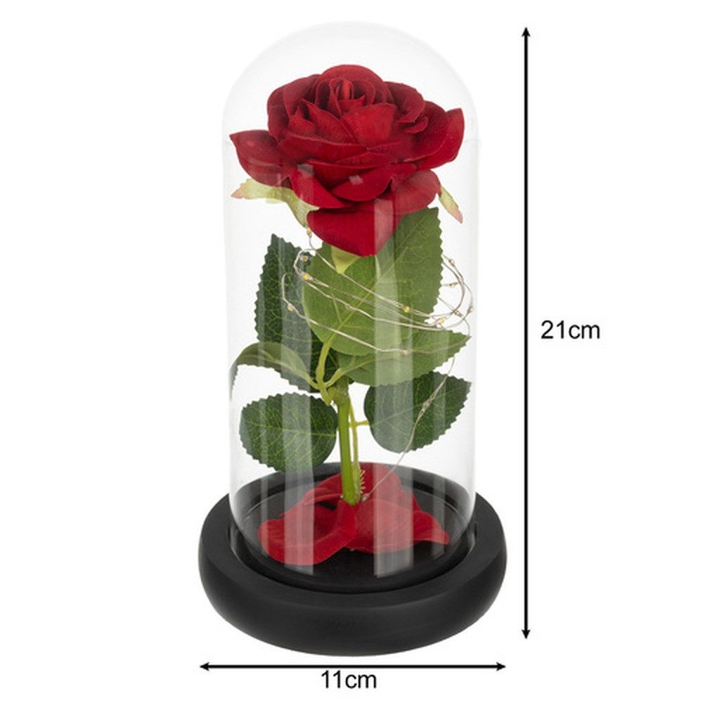 Ruhhy Rose LED Rose im Glas Spar-Set, 1 St., Geschenkbox, warmweiße LEDs umgeben die Rose, erzeugen edle Lichtakzente