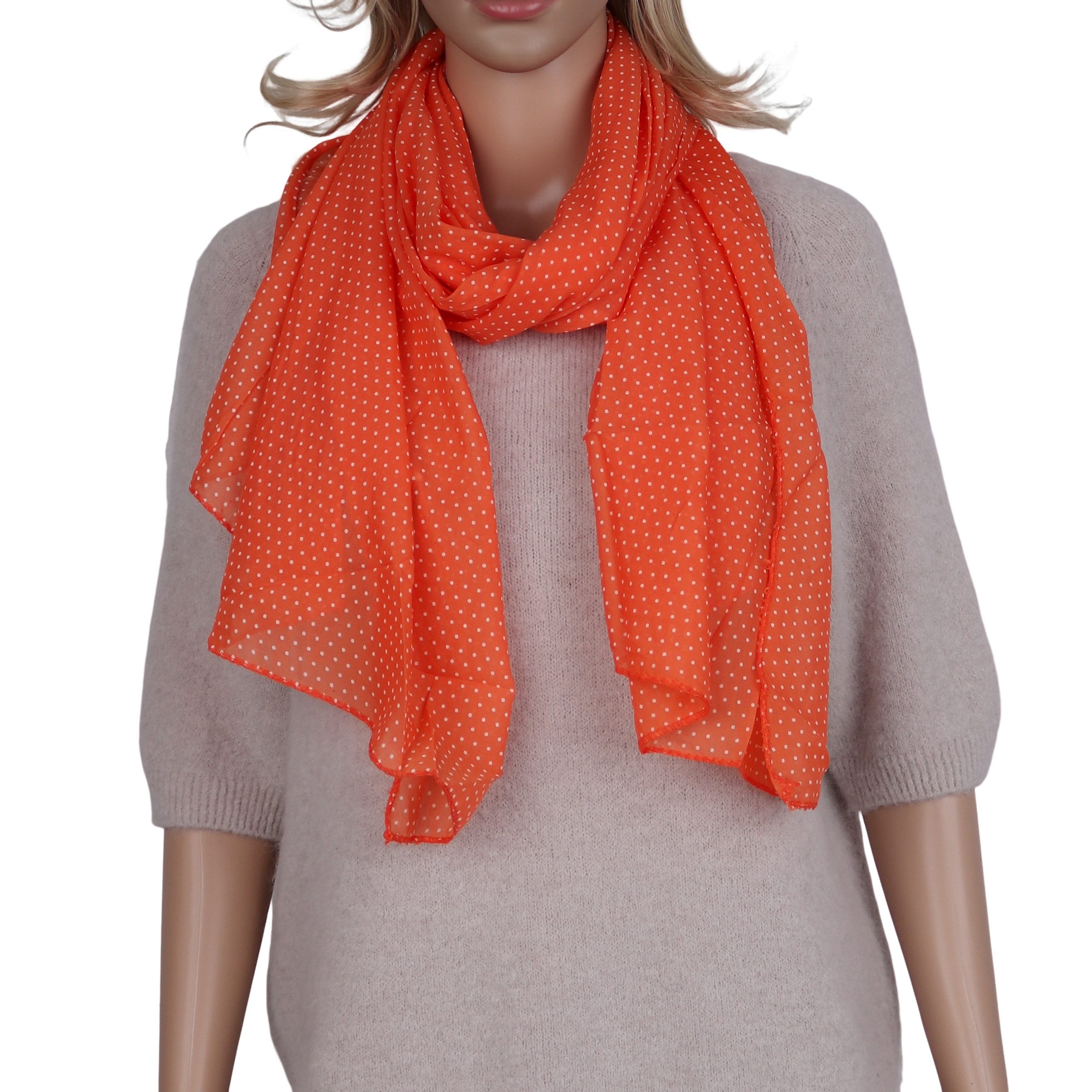 MIRROSI Modeschal Asymmetrischer Schal, Made in Italy 20% Seide 80% Baumwolle, (ca. 170x77cm; Leicht und bequem, zeitlos Pünktchen Muster), Damen Halstuch Stola ideal für Frühling, Sommer und Herbst