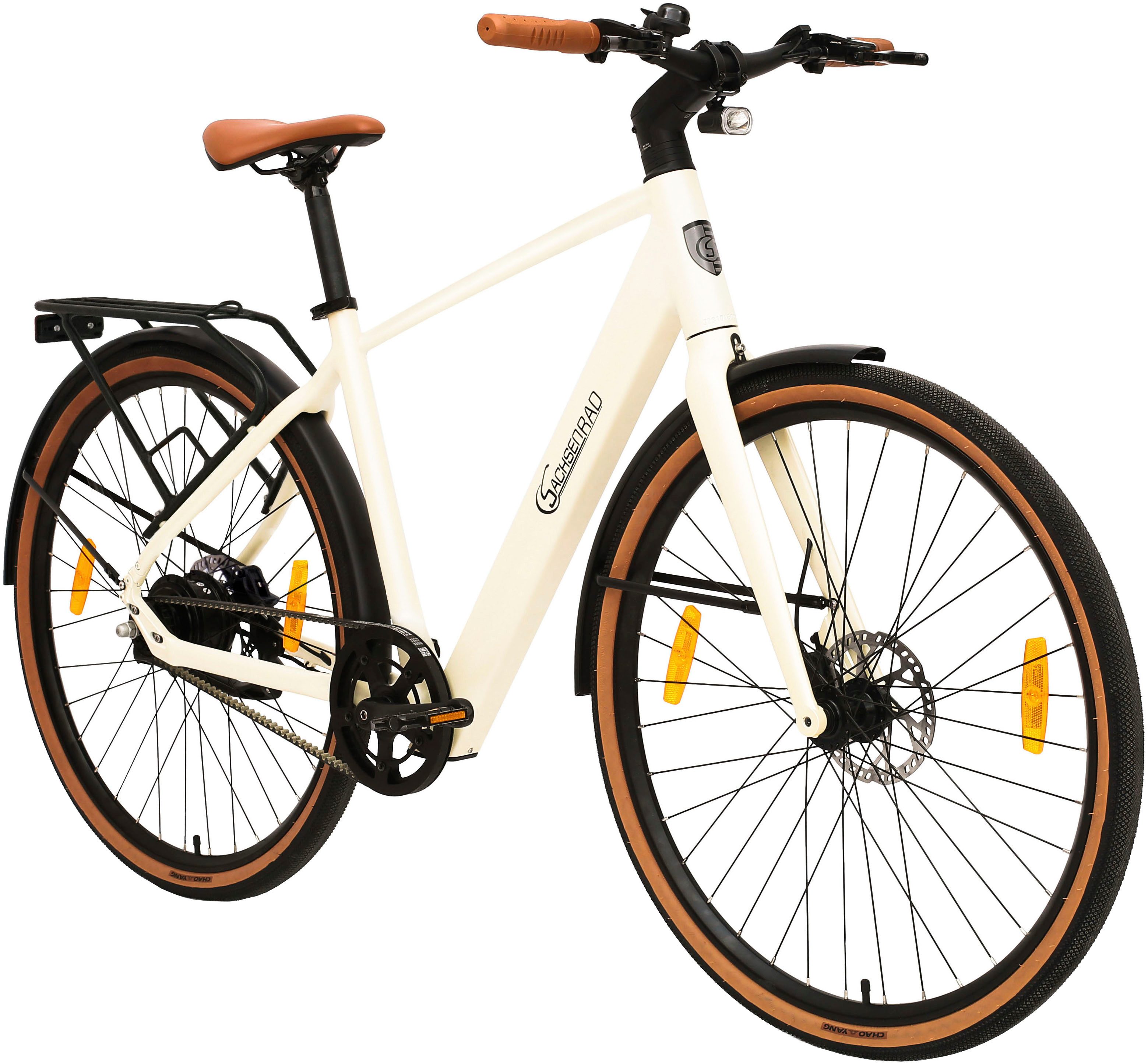 SachsenRAD E-Bike Cityrad C3M Roma II mit intelligenter Unterstützungsstufe, 1 Gang, ohne Schaltung, Heckmotor, 360 Wh, (ohne Gepäckträger und Schutzblech), KI-Unterstützung, Riemenantrieb, Alarmanlage, leichte 16 kg