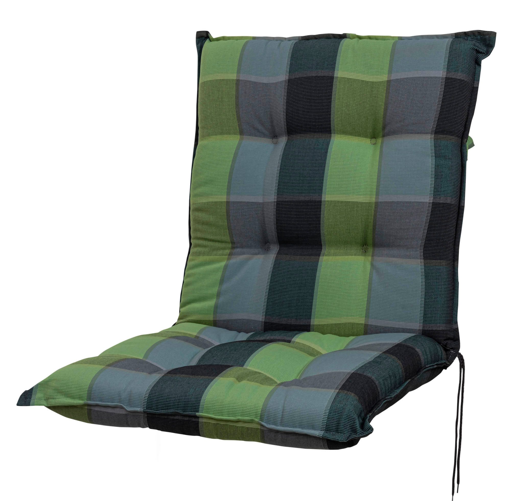 Sun Garden Polsterauflage Niederlehner Sylt 10475-240 grau-grün kariert 103x50x8 cm Sun Garden, (1 St), Halteband verstellbar