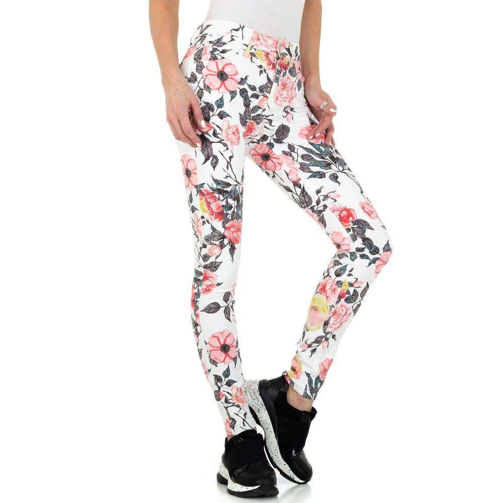 Ital-Design Skinny-fit-Jeans Damen Freizeit Print Stretch Skinny Jeans in Weiß