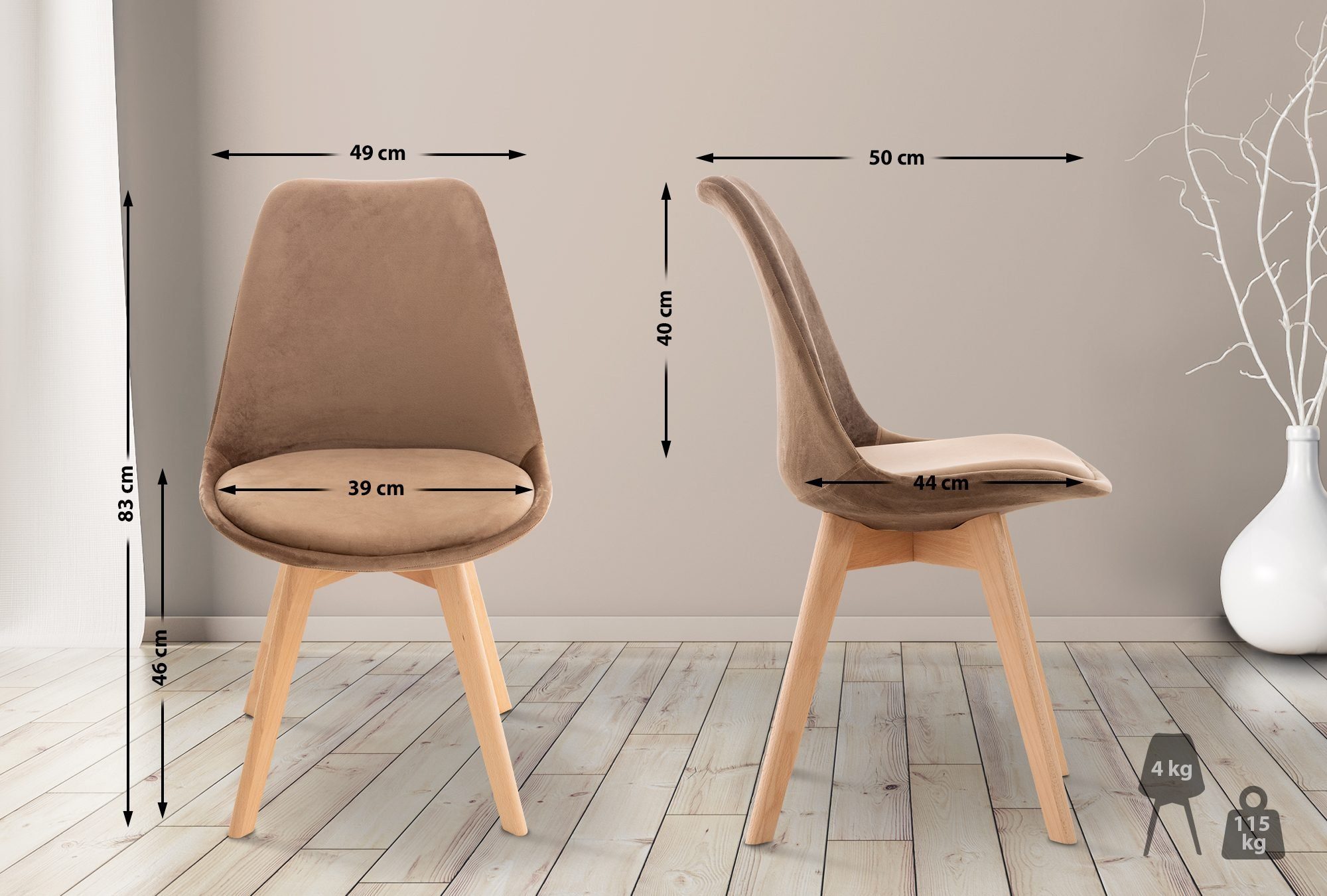 CLP Küchenstuhl Linares, mit Rückenlehne und Holzbeinen günstig online kaufen