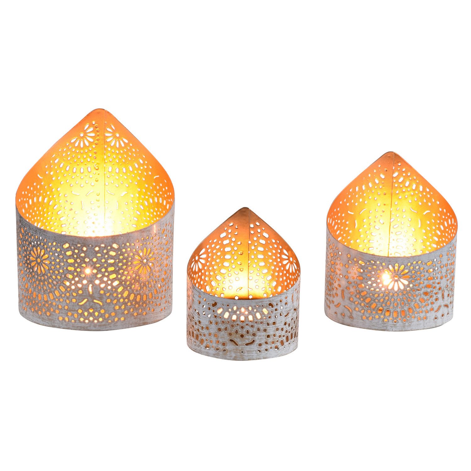 Teelichthalter 3er Set Boho Deko Windlicht Teelichthalter Yous Weiss