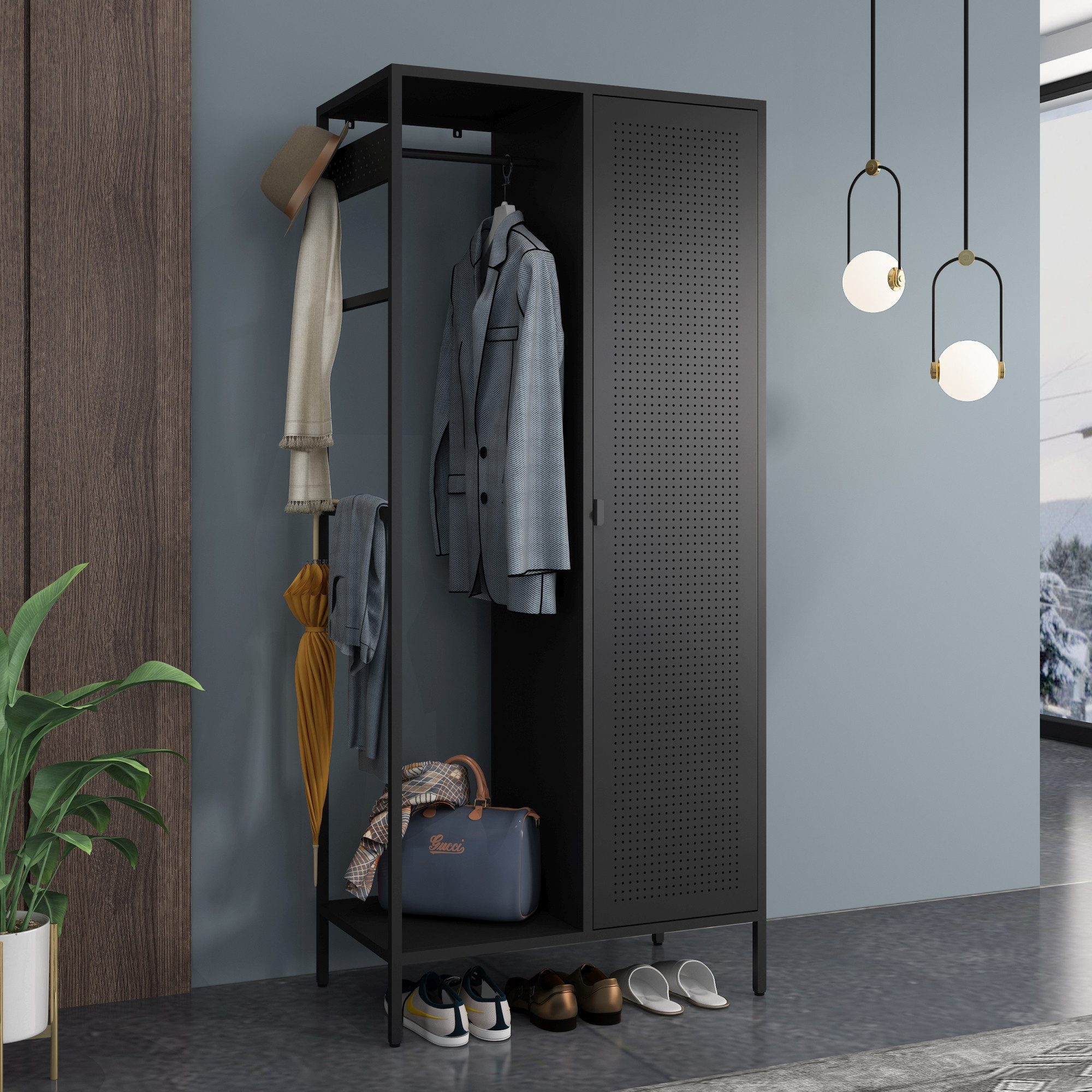 en.casa Kleiderschrank »Puumala« 180x80x45 cm 4 günstig online kaufen