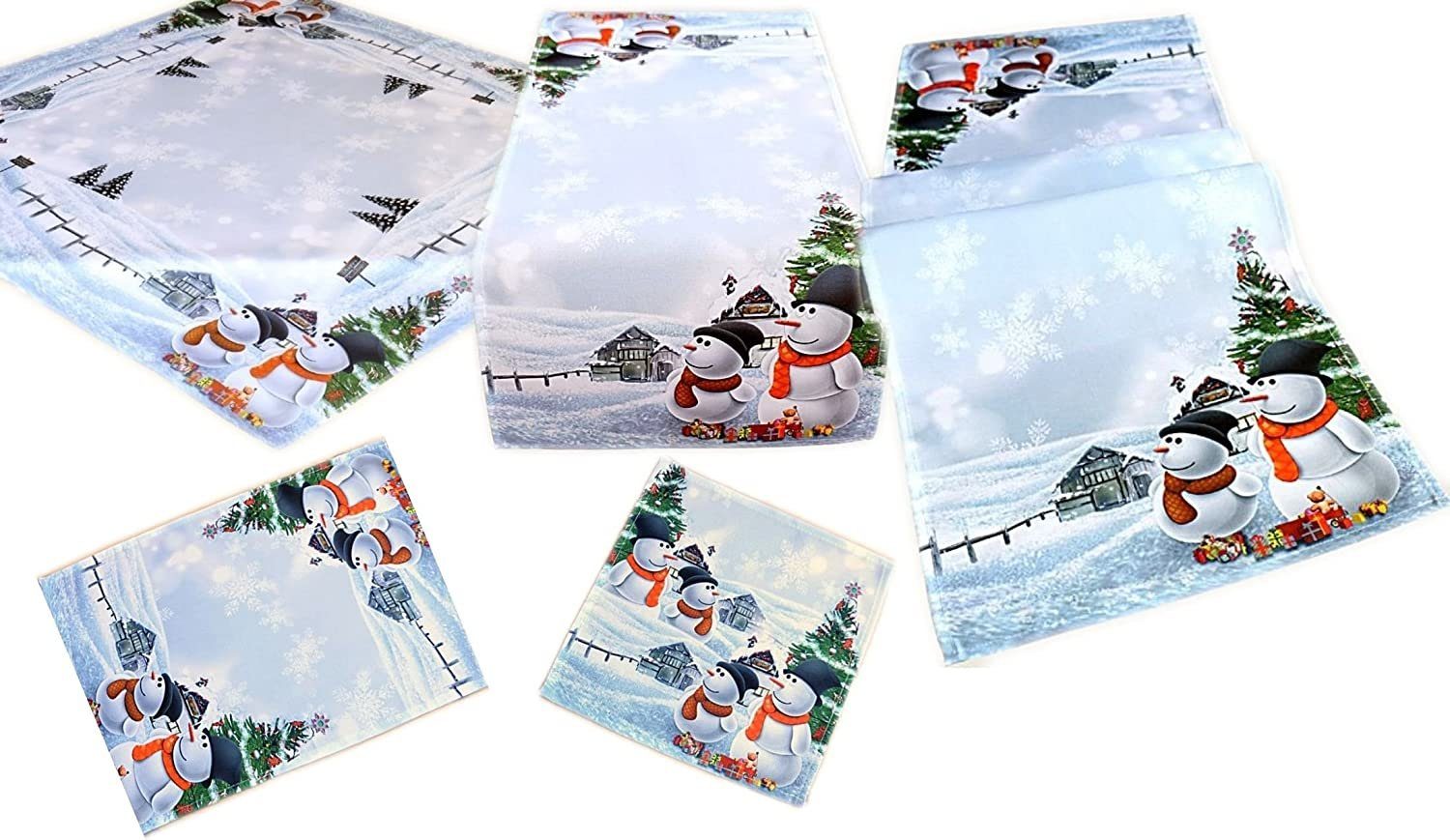 Raebel Tischdecke Schneemänner Weihnachtsmotiv mit Druckmotiv bedruckt Weihnachtsdeko