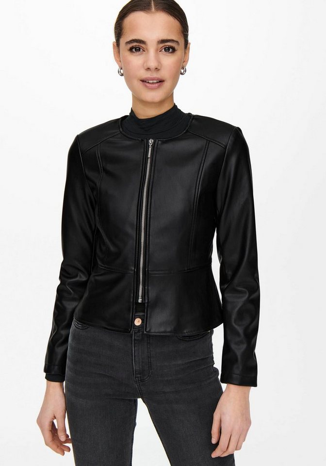 ONLY Lederimitatjacke ONLSARAMY FAUX LEATHER JACKET CC OTW, Länge: 55 cm in  Größe S- Das Model trägt Größe S