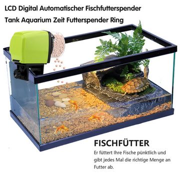 TWSOUL Fisch-Futterspender Automatischer Futterautomat mit großem Fassungsvermögen für Aquarien, LCD-Digitalanzeige, Drehbare Basis