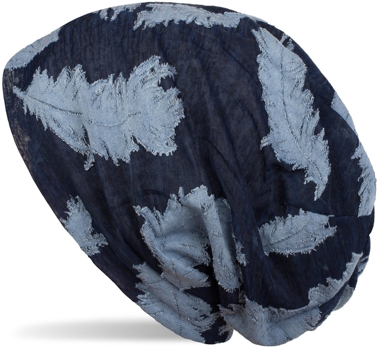 Beanie Beanie mit Feder Muster