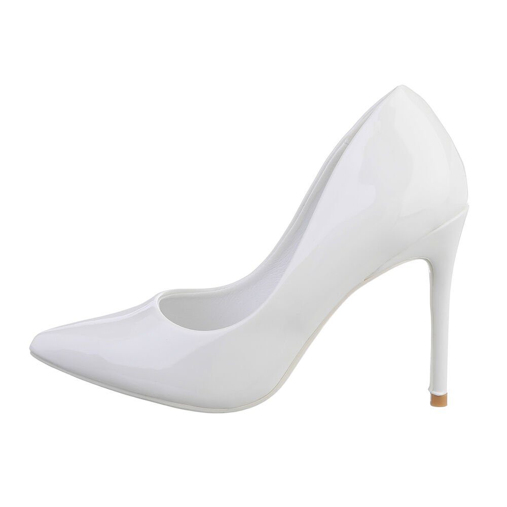 Ital-Design Damen Abendschuhe Elegant High-Heel-Pumps Pfennig-/Stilettoabsatz High Heel Pumps in Weiß | High-Heel-Pumps