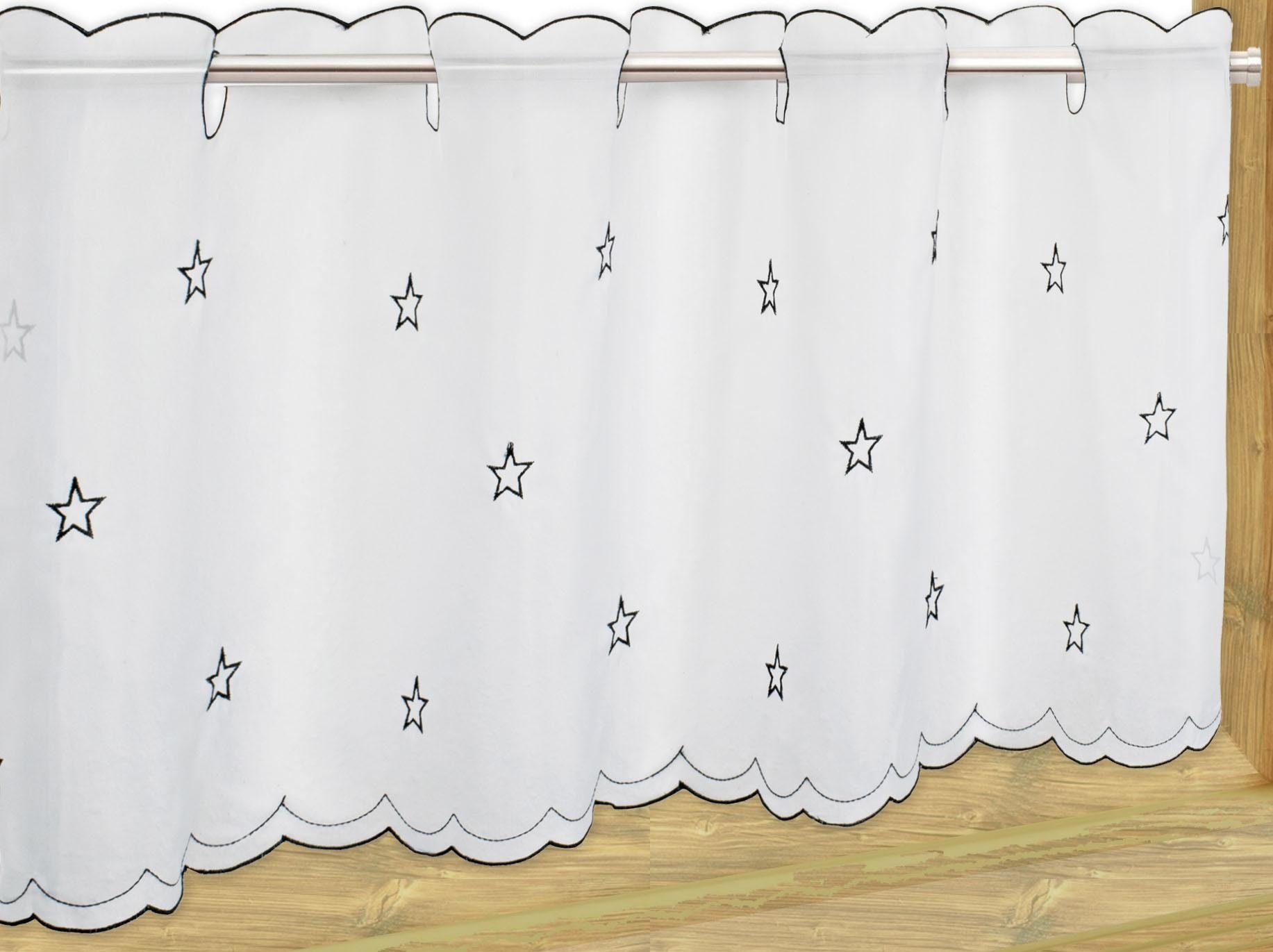 Scheibengardine STARS Küche HxB: für Stangendurchzug, allover, 45x115, Stangendurchzug Lifestyle, Voile, (1 halbtransparent, mit Delindo St), die