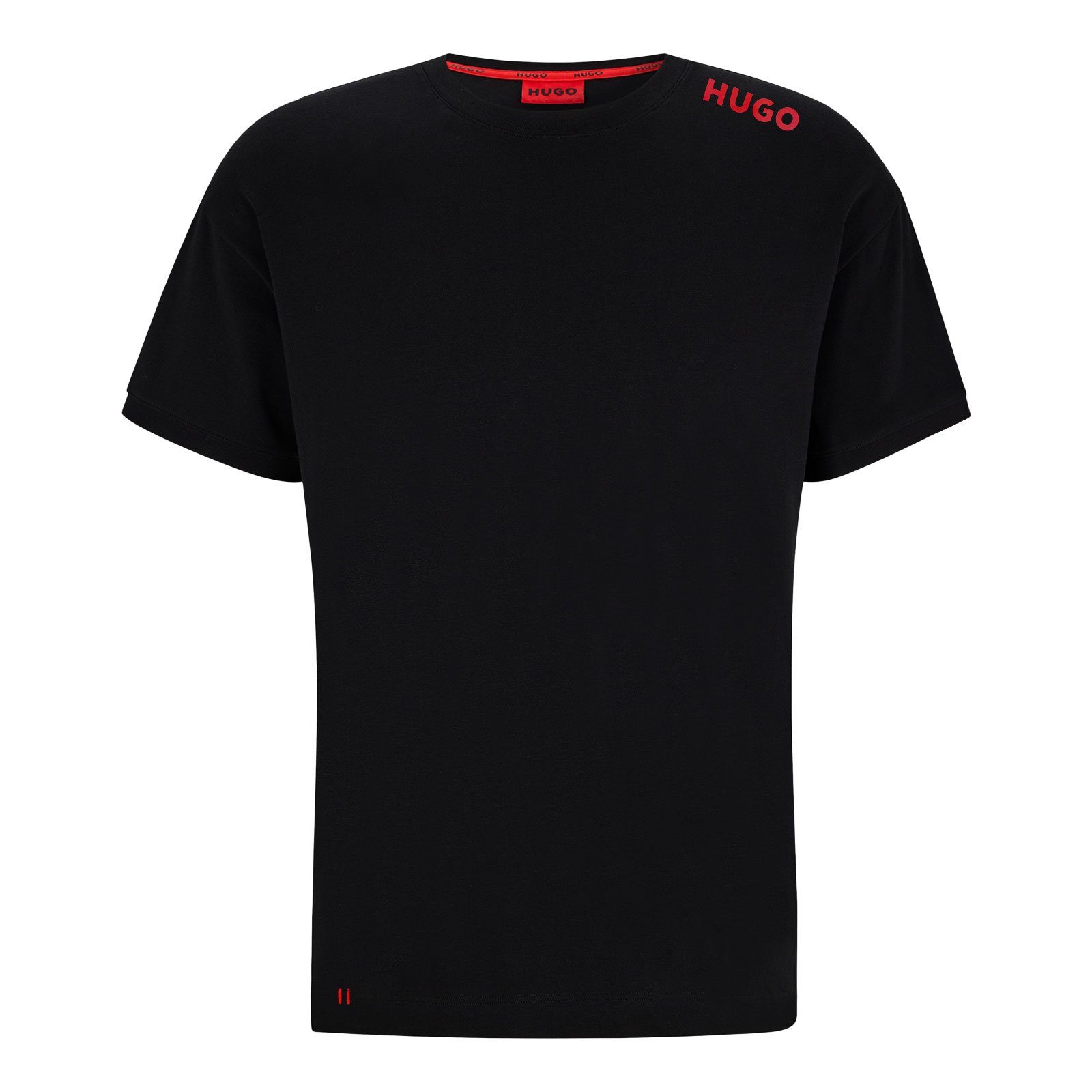 HUGO T-Shirt Labelled T-Shirt mit black der 002 Logo-Druck auf Schulter