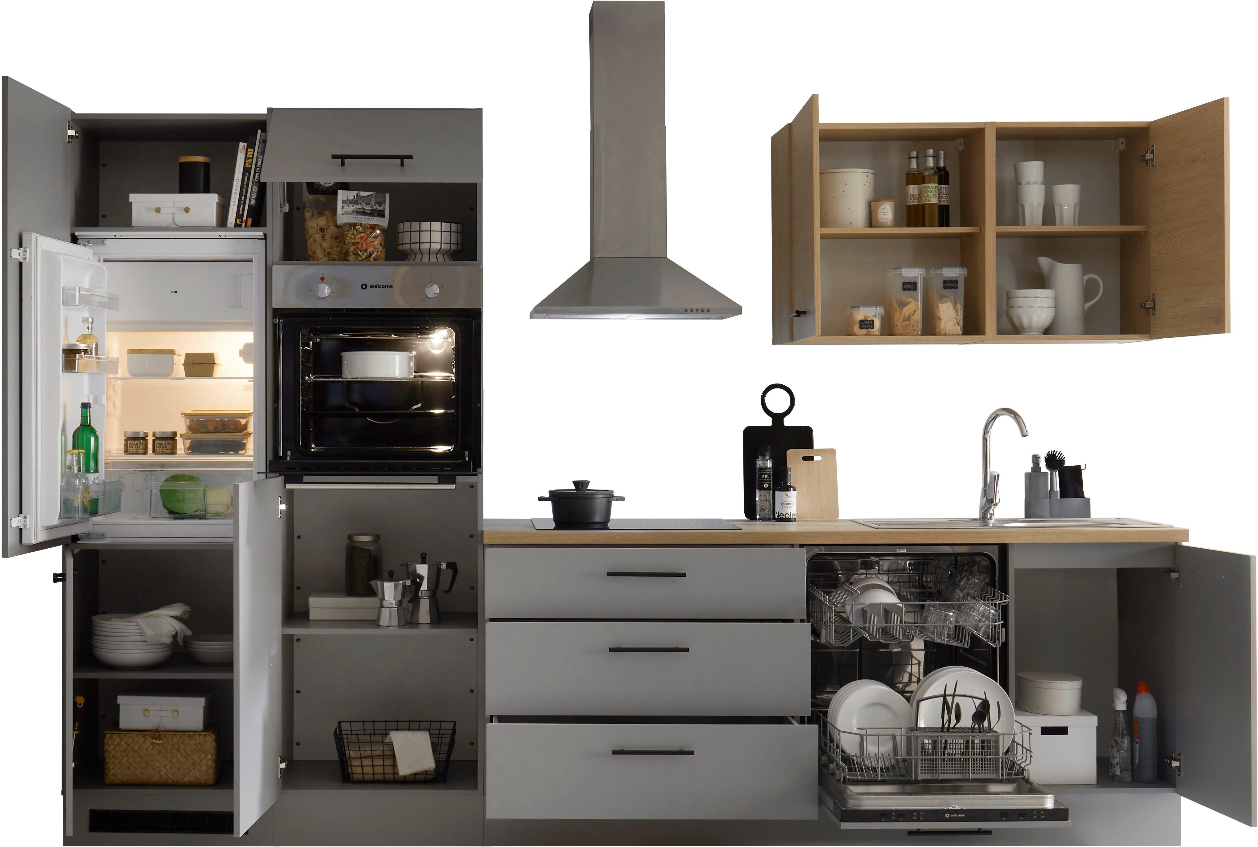 KOCHSTATION Küchenzeile KS-Malfi, Breite 320cm, wahlweise mit E-Geräten, Arbeitsplatte 38mm Stärke – Bild 5 von 5