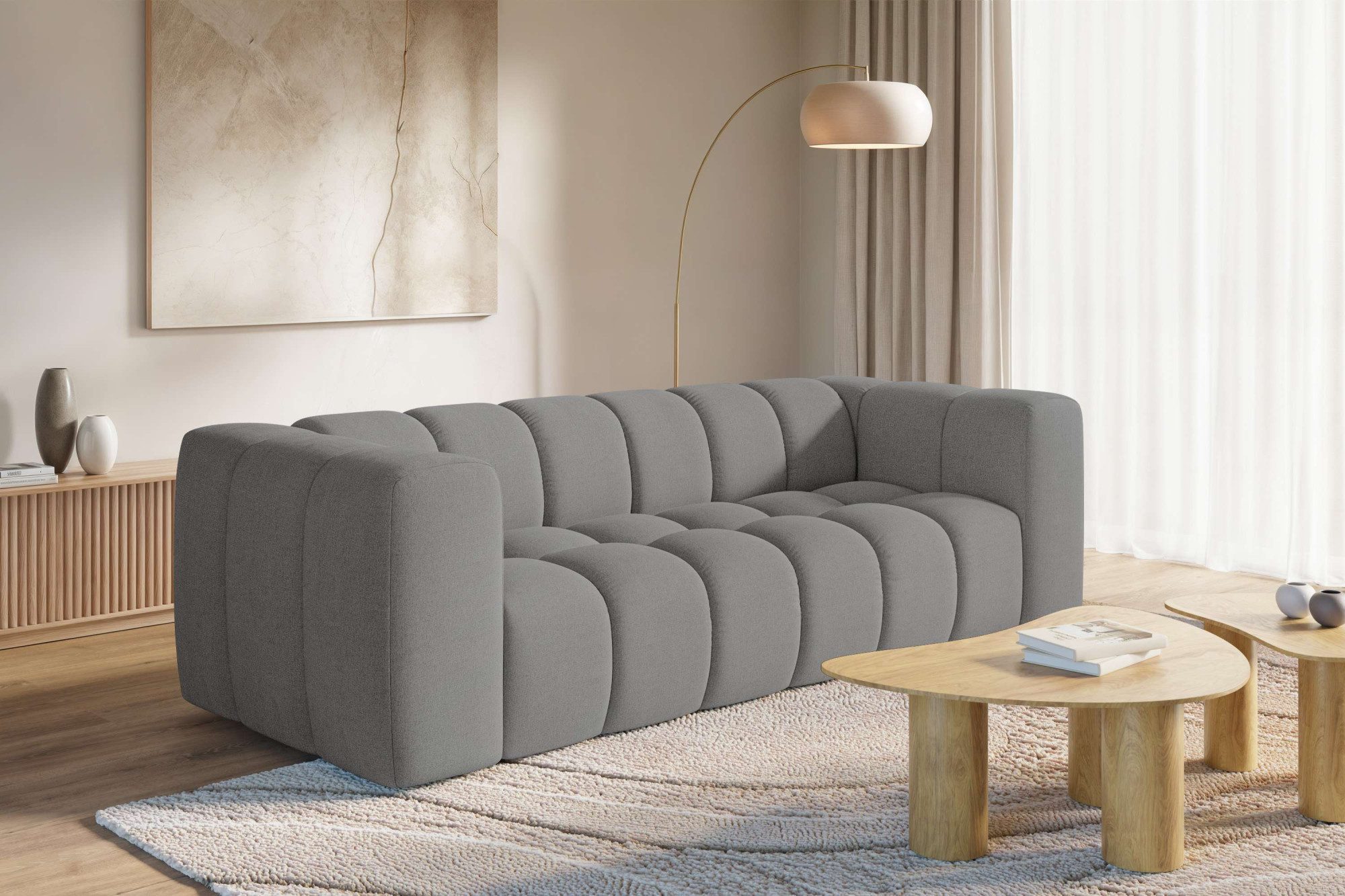 homsy by Ana Johnson Big-Sofa »L« BOUBELLE Design-Sofa mit Steppung, Bubble-Optik, Breite 246 cm, 4-Sitzer mit Wellenunterfederung, L Sitztiefe 63 cm