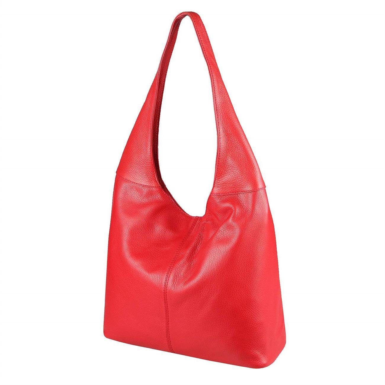 ITALYSHOP24 Shopper Made in Italy Damen echtes Leder Tasche Schultertasche Umhängetasche, Hobo Bag große Hauptfach Alltagstasche mit viel Stauraum leicht bequem