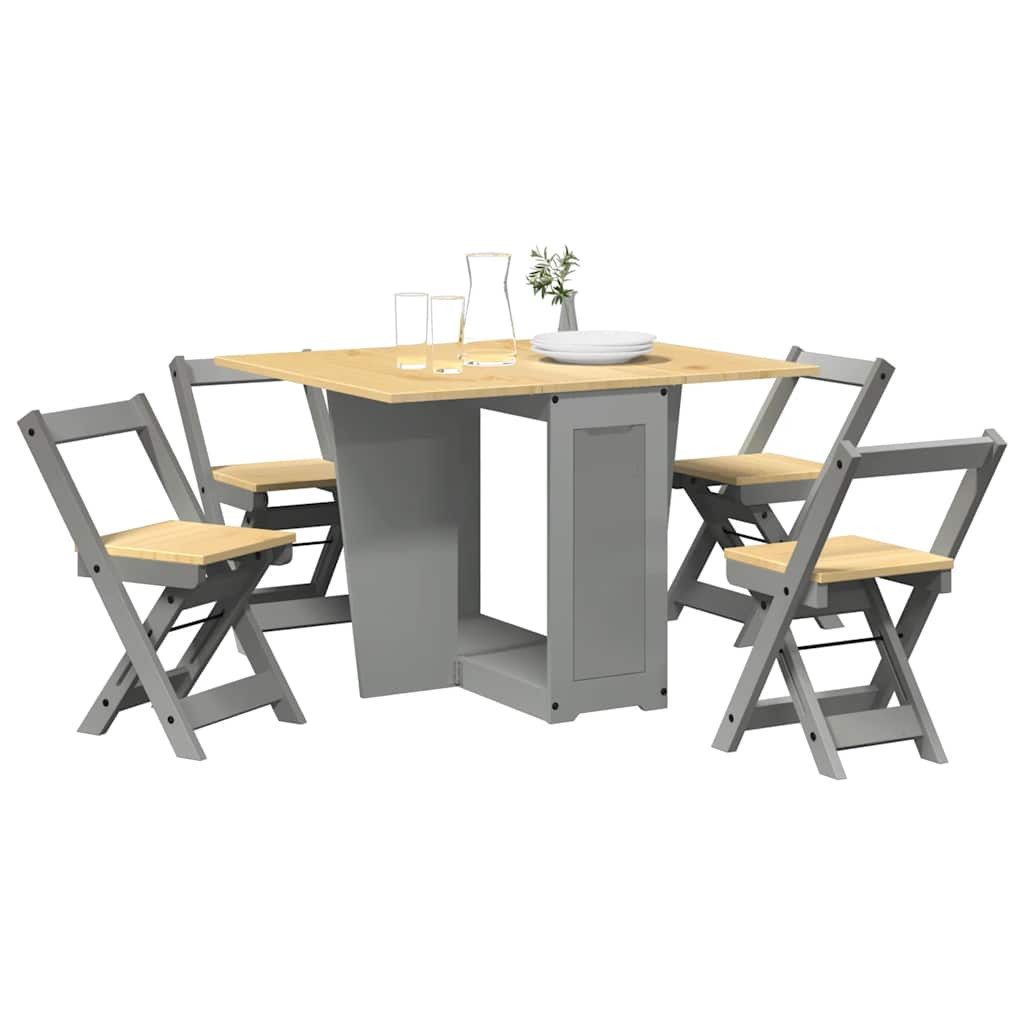 vidaXL Essgruppe 5-tlg. Butterfly-Esstisch-Set Corona Grau Kiefernholz, (1-tlg)